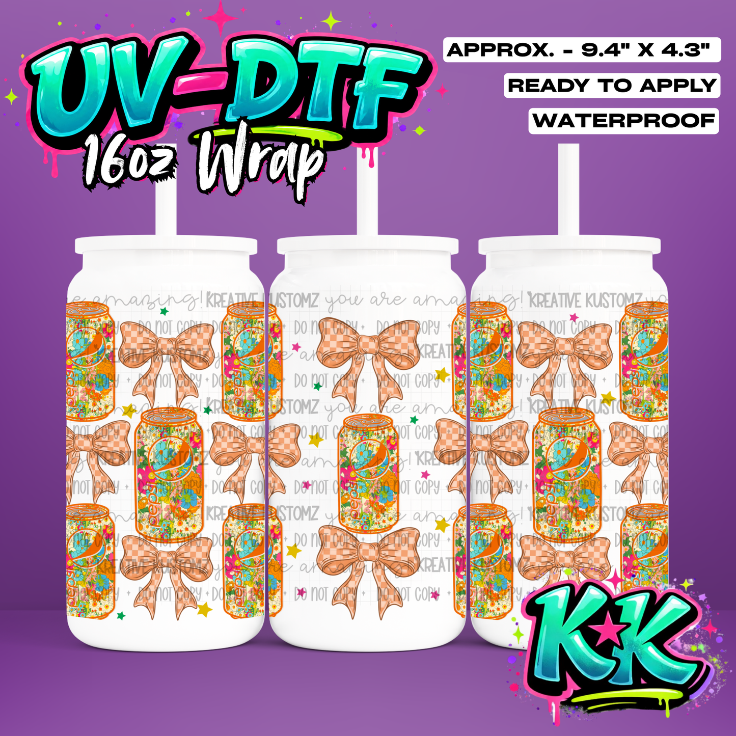 583 | UV DTF Cup Wrap for 16oz Libbey Glass