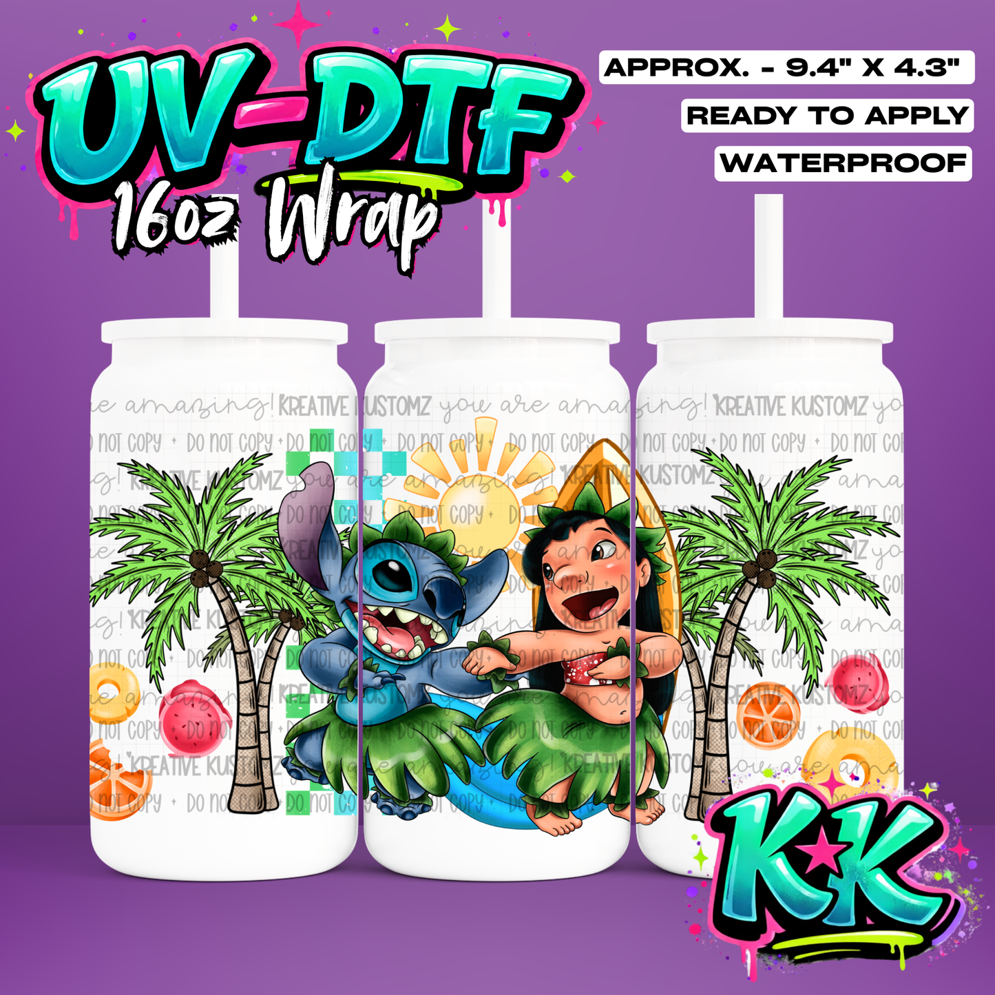 587 | UV DTF Cup Wrap for 16oz Libbey Glass