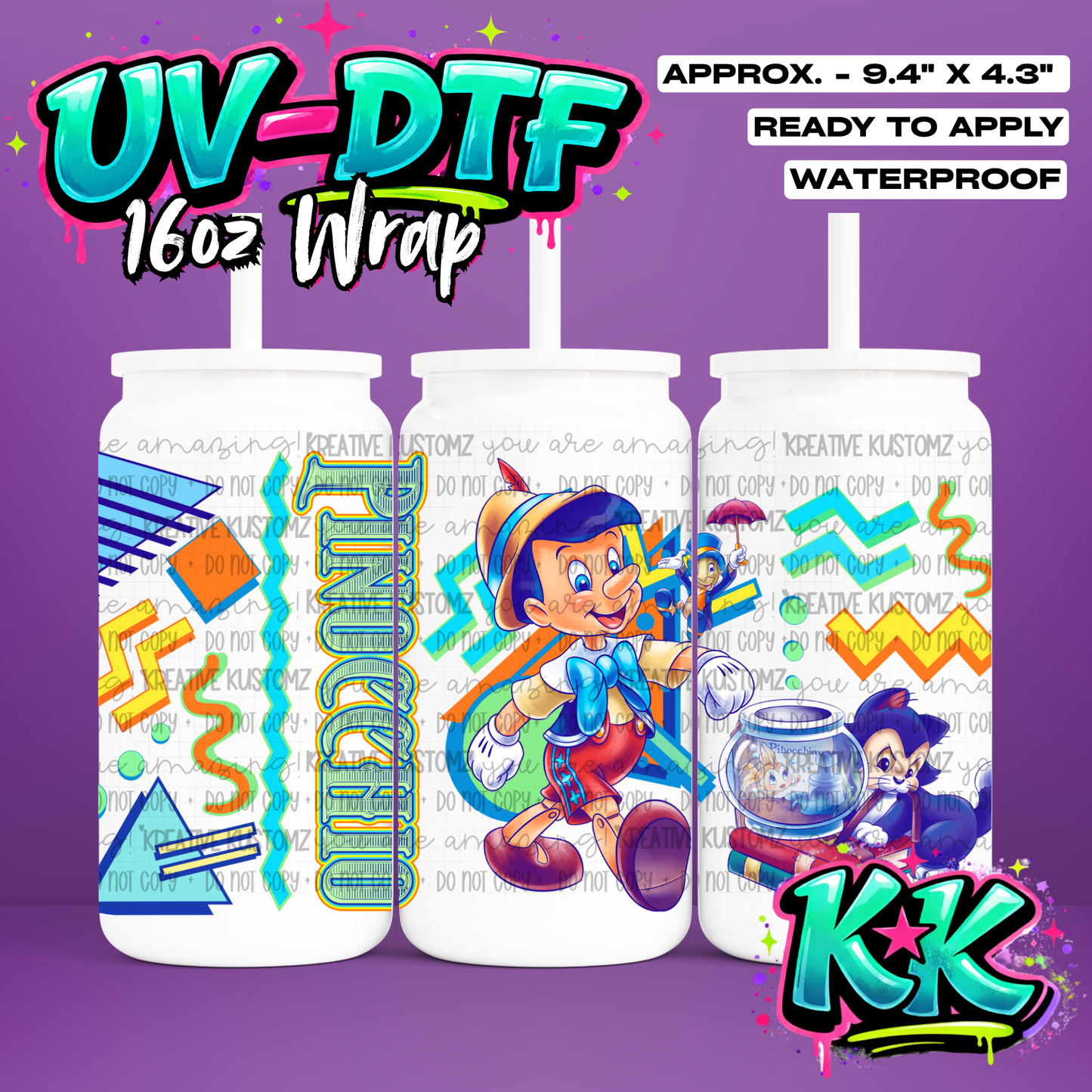 593 | UV DTF Cup Wrap for 16oz Libbey Glass
