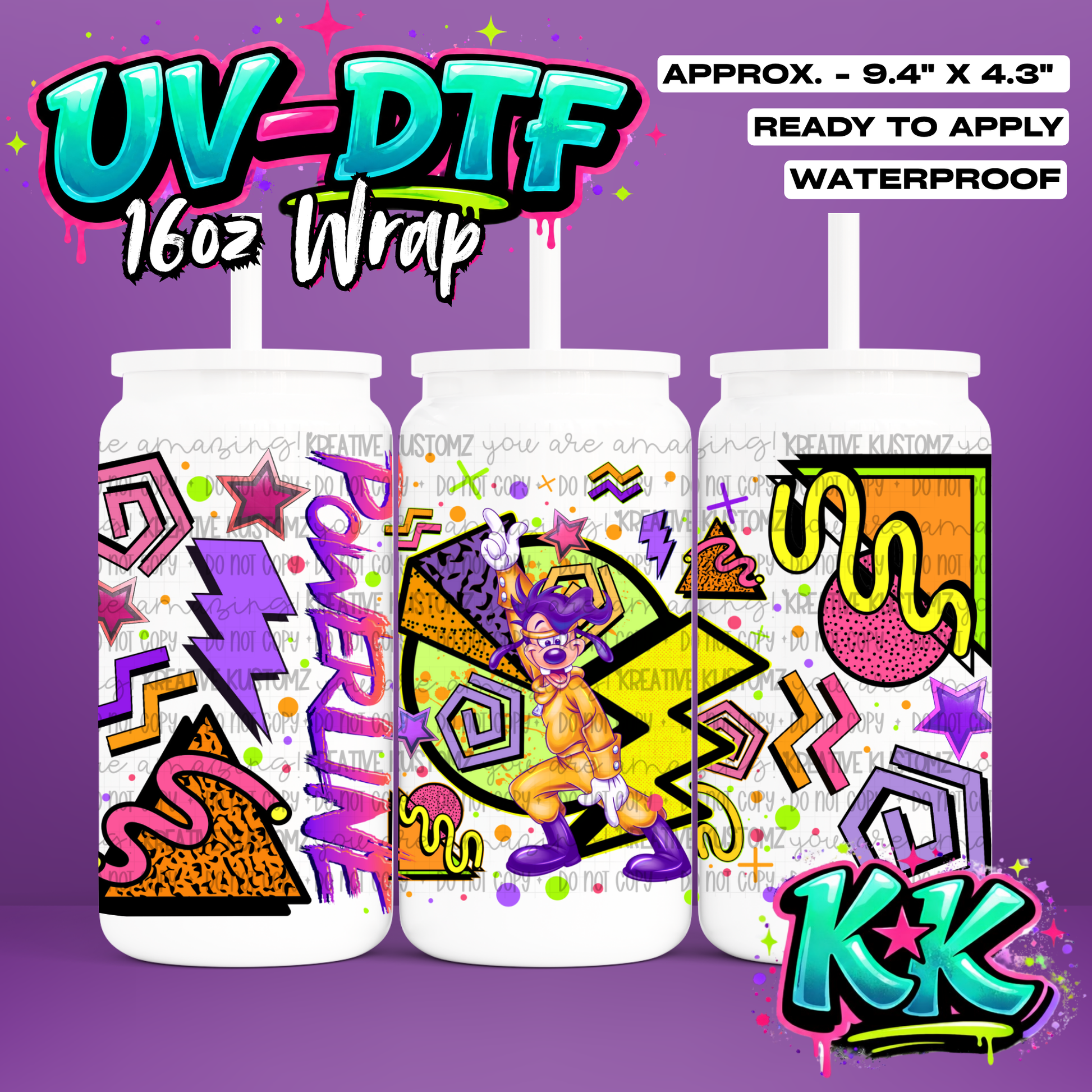 594 | UV DTF Cup Wrap for 16oz Libbey Glass