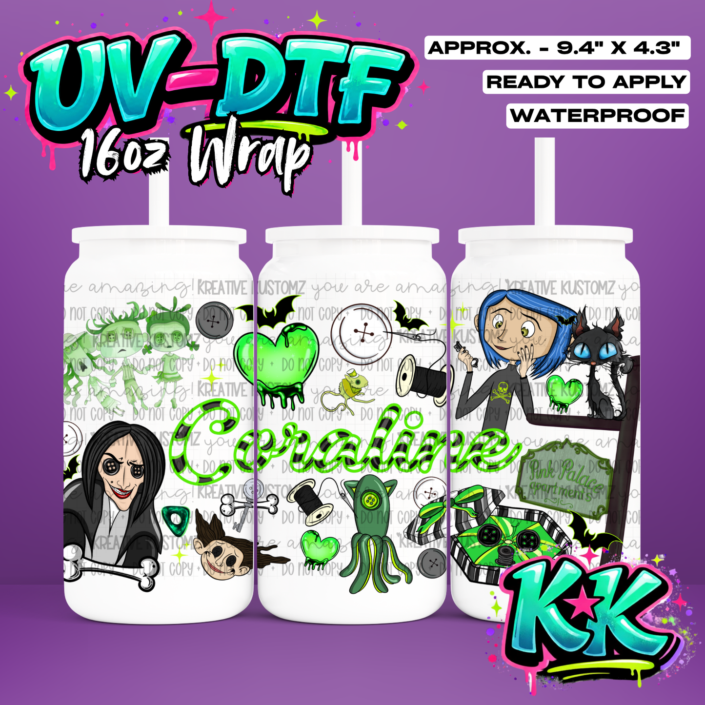 598 | UV DTF Cup Wrap for 16oz Libbey Glass