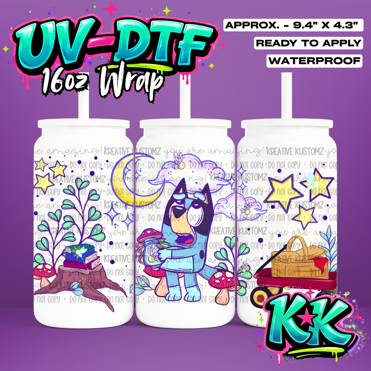 601 | UV DTF Cup Wrap for 16oz Libbey Glass