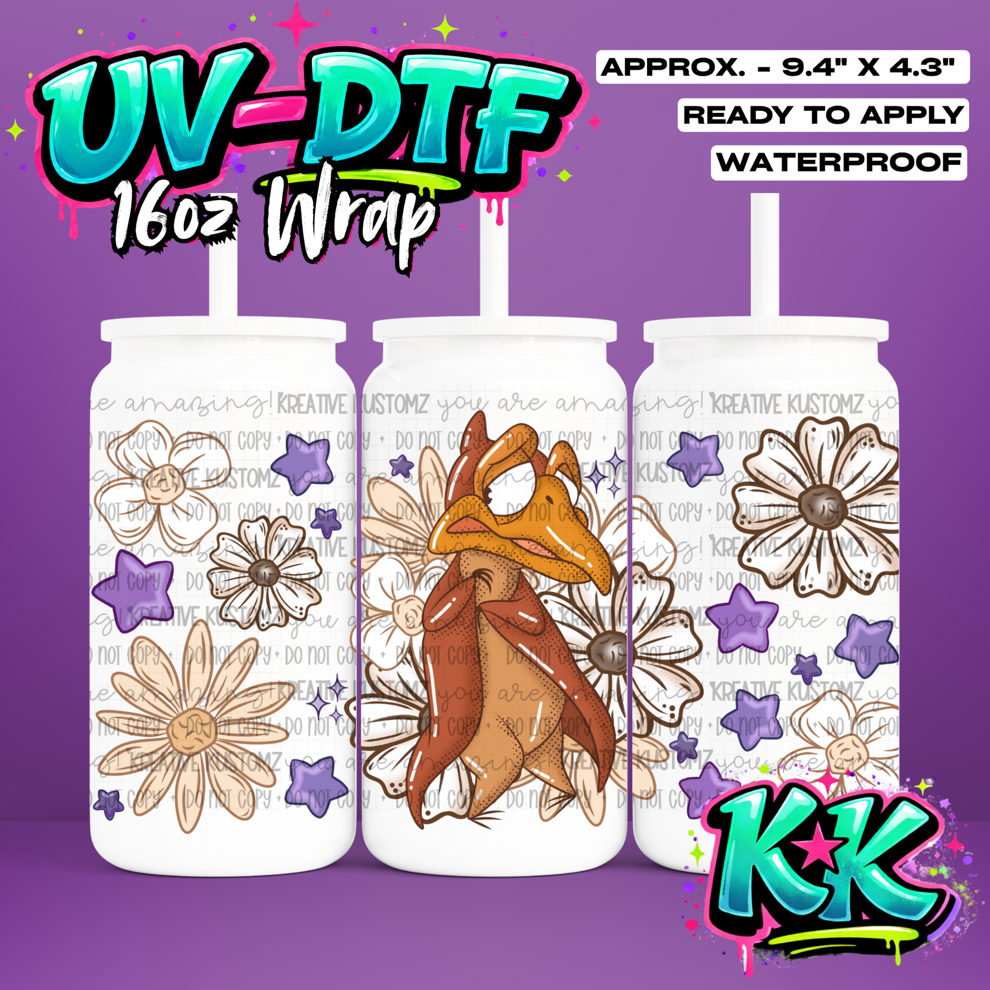 607 | UV DTF Cup Wrap for 16oz Libbey Glass