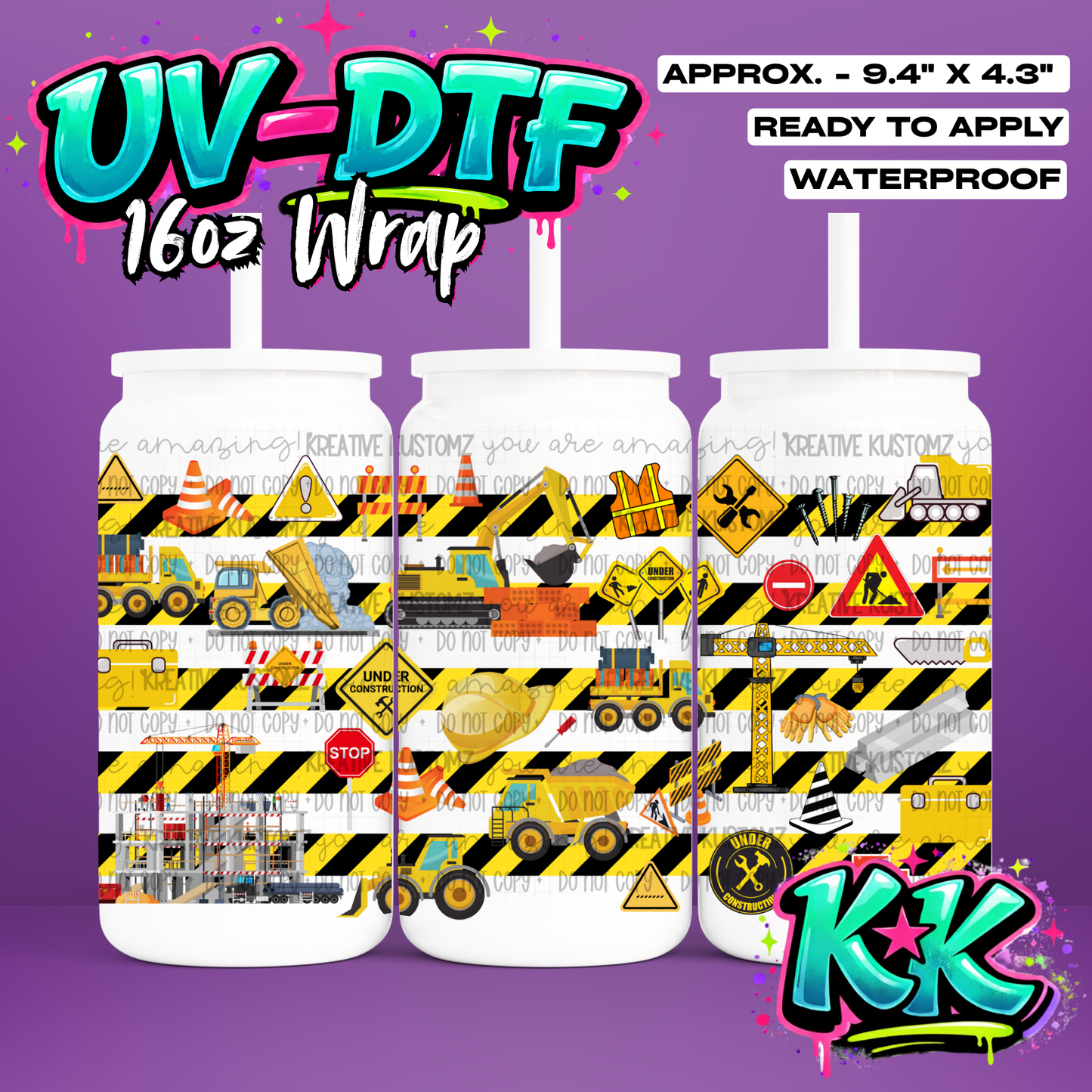 616 | UV DTF Cup Wrap for 16oz Libbey Glass