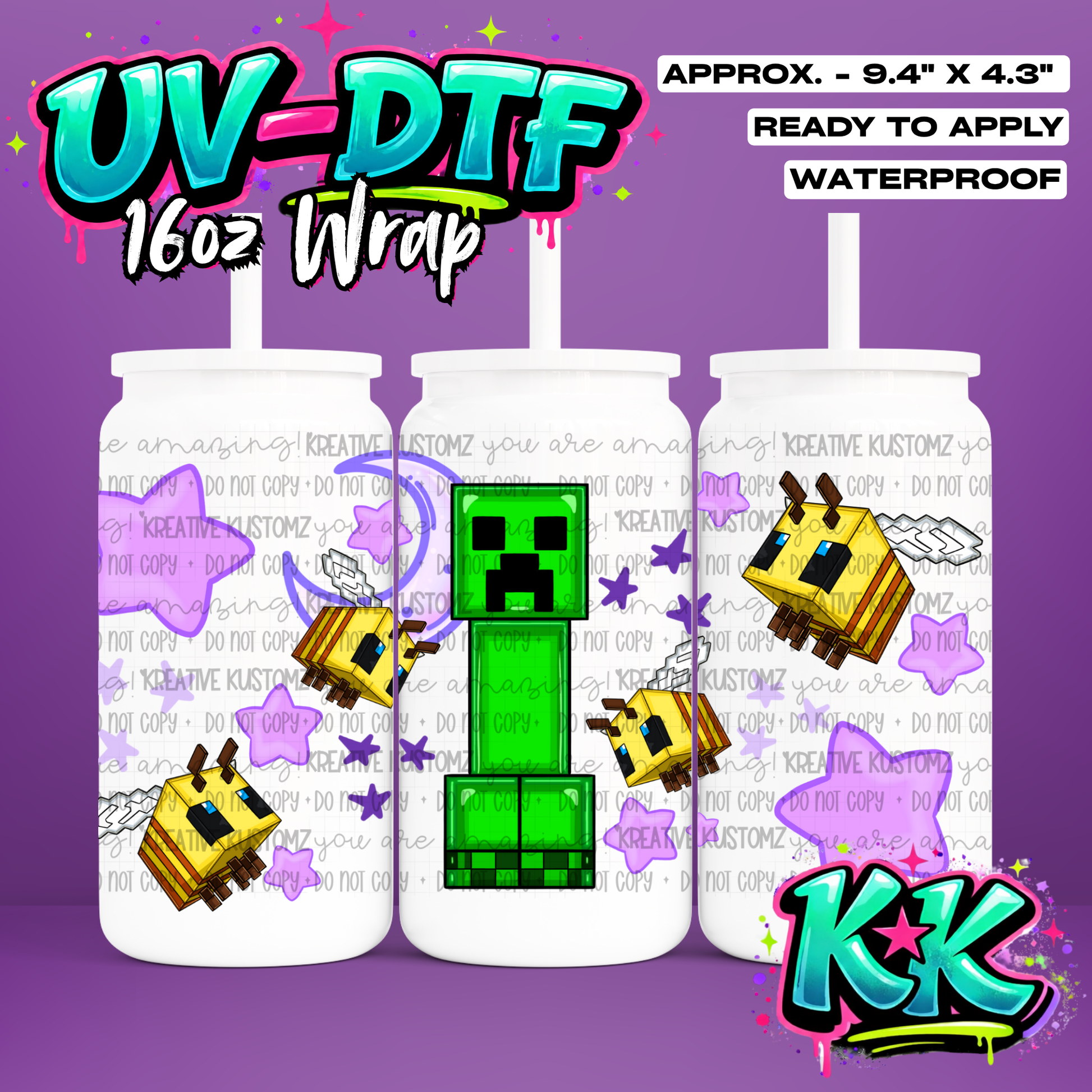 618 | UV DTF Cup Wrap for 16oz Libbey Glass