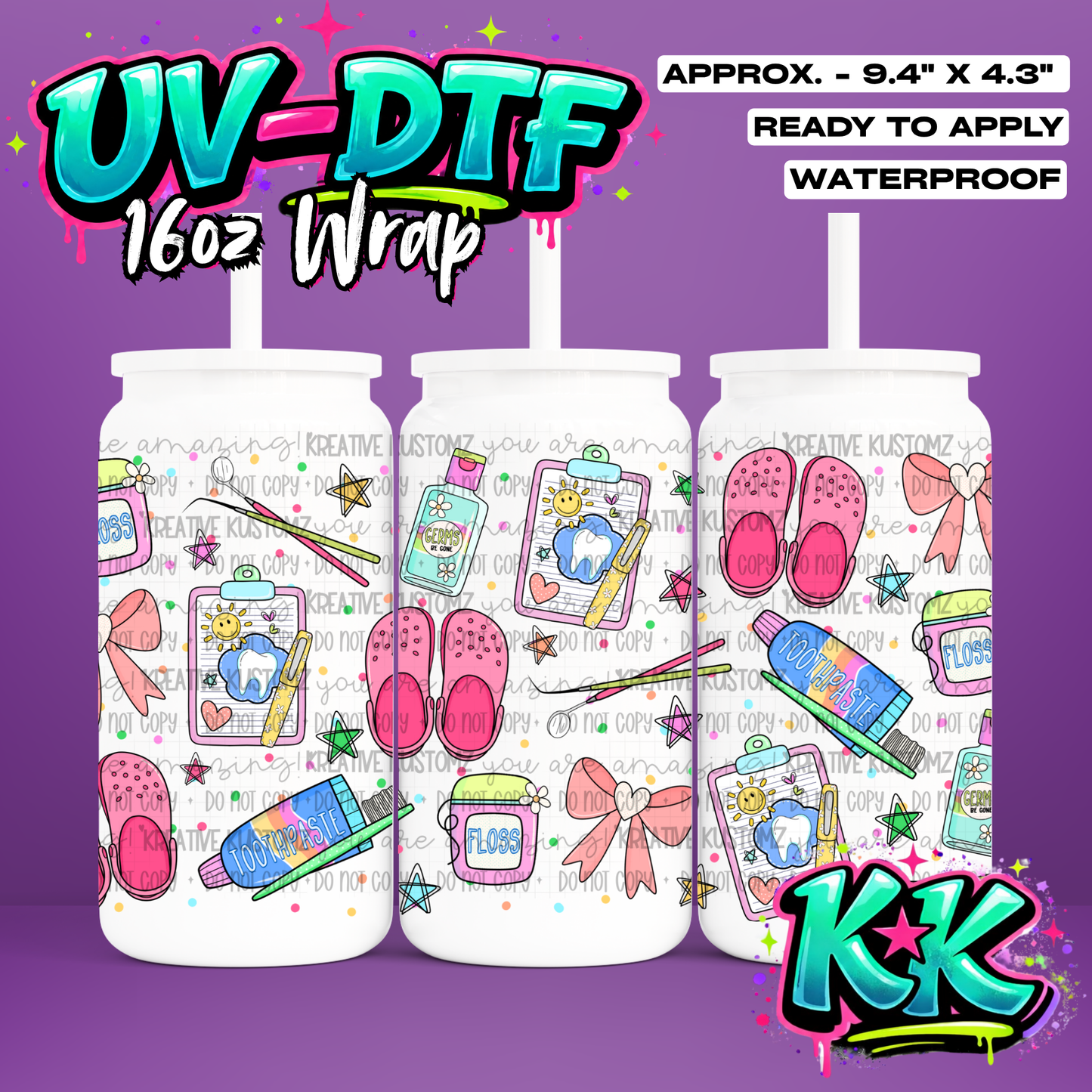 619 | UV DTF Cup Wrap for 16oz Libbey Glass