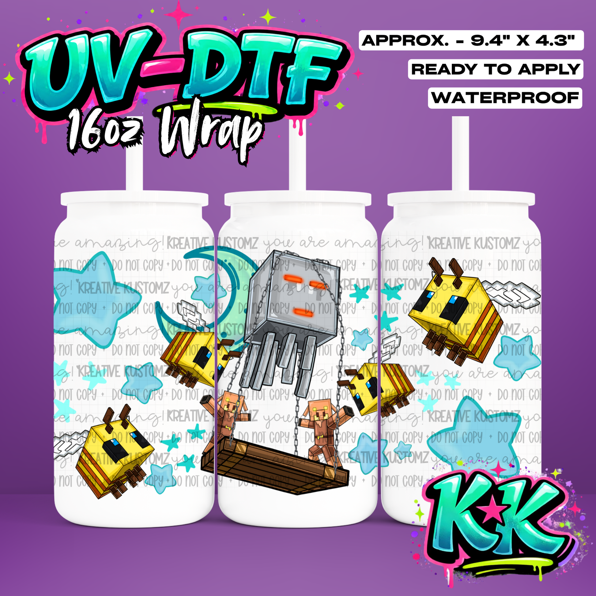 627 | UV DTF Cup Wrap for 16oz Libbey Glass