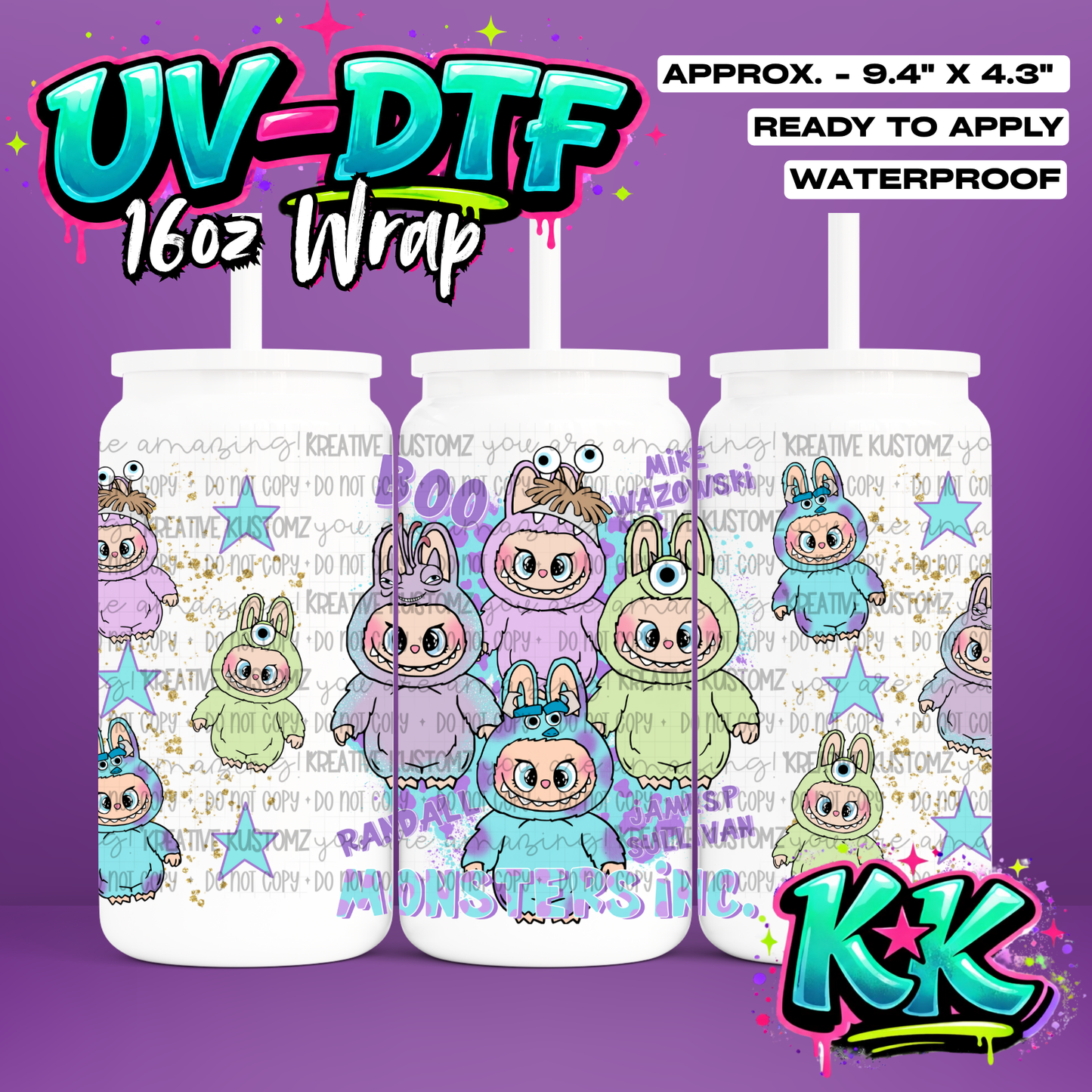 638 | UV DTF Cup Wrap for 16oz Libbey Glass