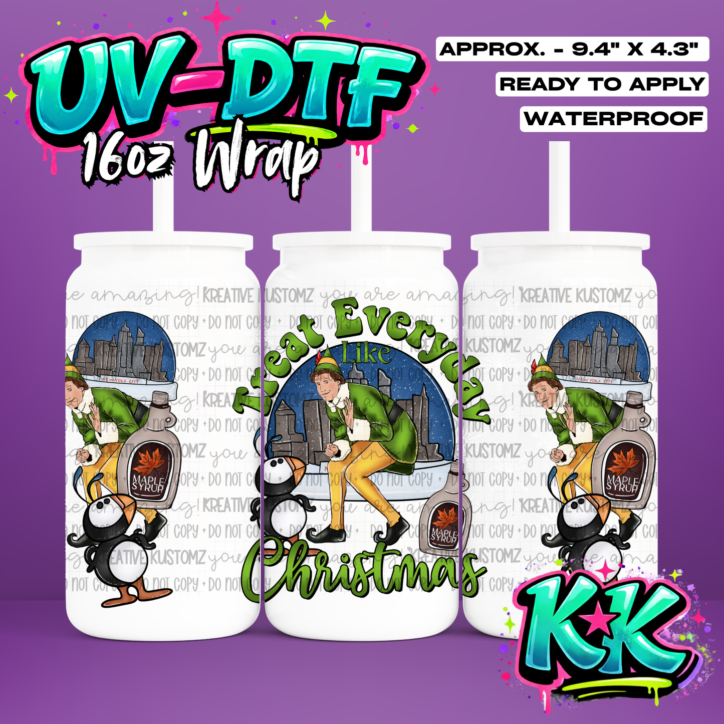 689 | UV DTF Cup Wrap for 16oz Libbey Glass