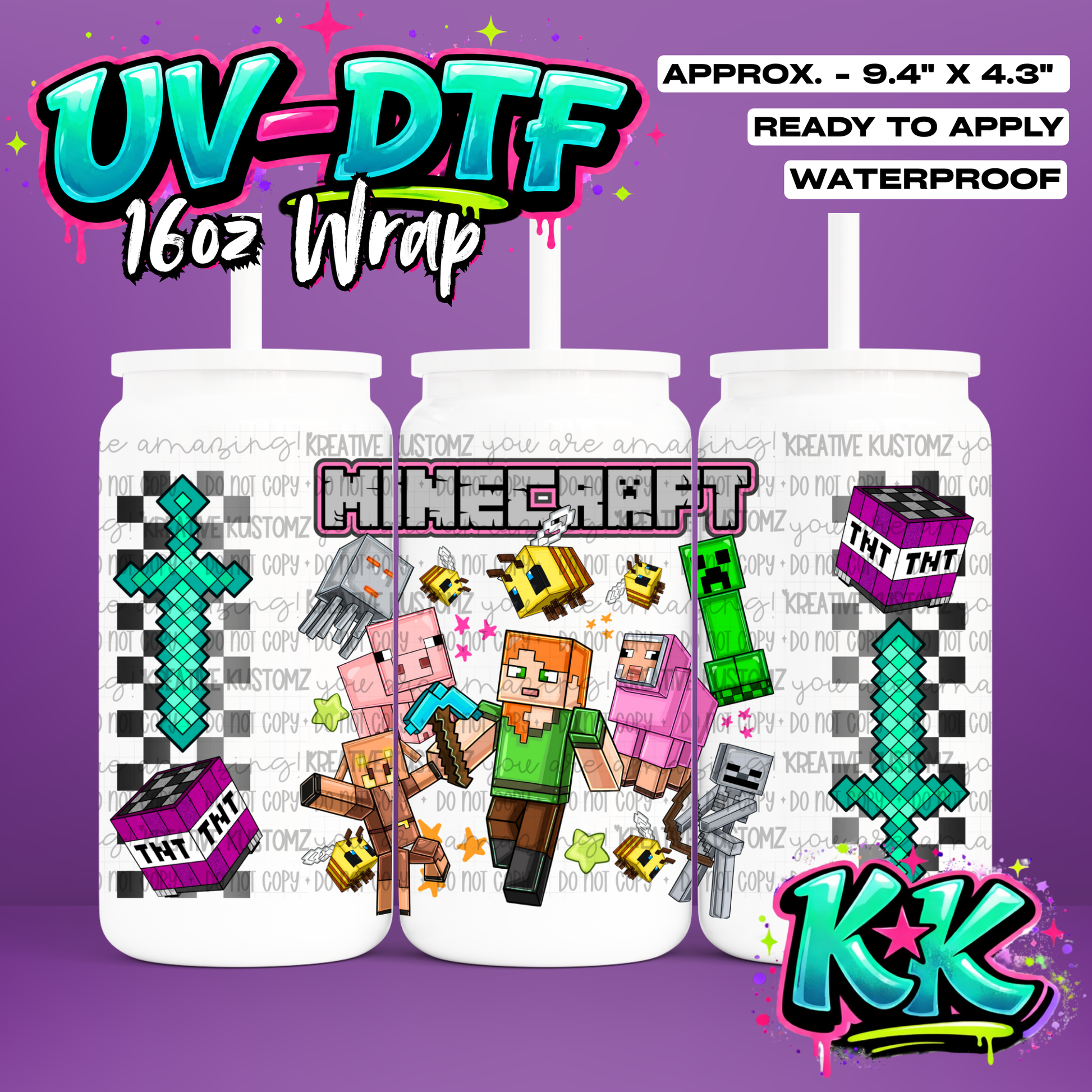 698 | UV DTF Cup Wrap for 16oz Libbey Glass