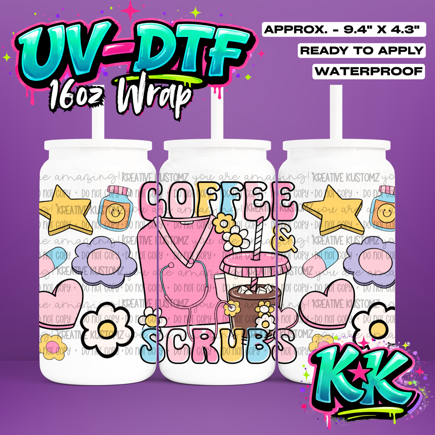 720 | UV DTF Cup Wrap for 16oz Libbey Glass
