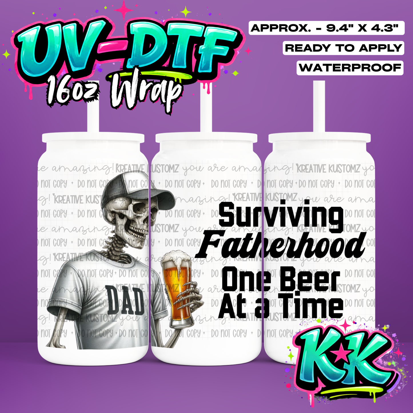 727 | UV DTF Cup Wrap for 16oz Libbey Glass
