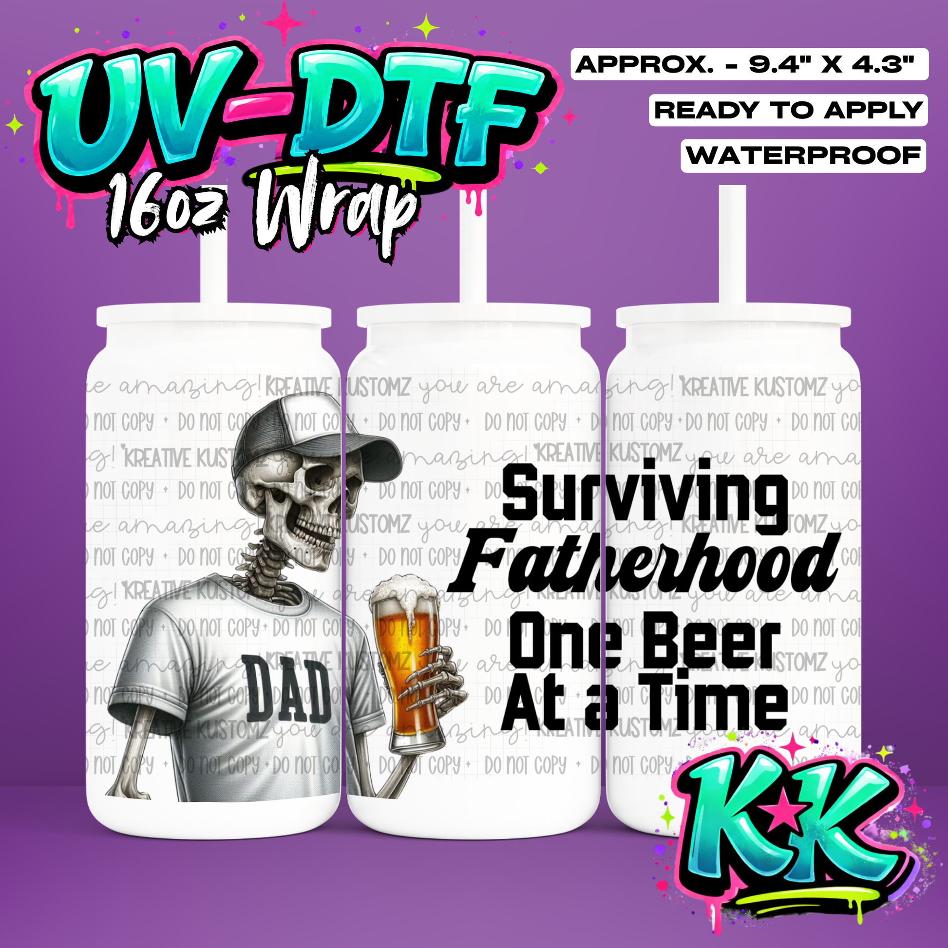 727 | UV DTF Cup Wrap for 16oz Libbey Glass