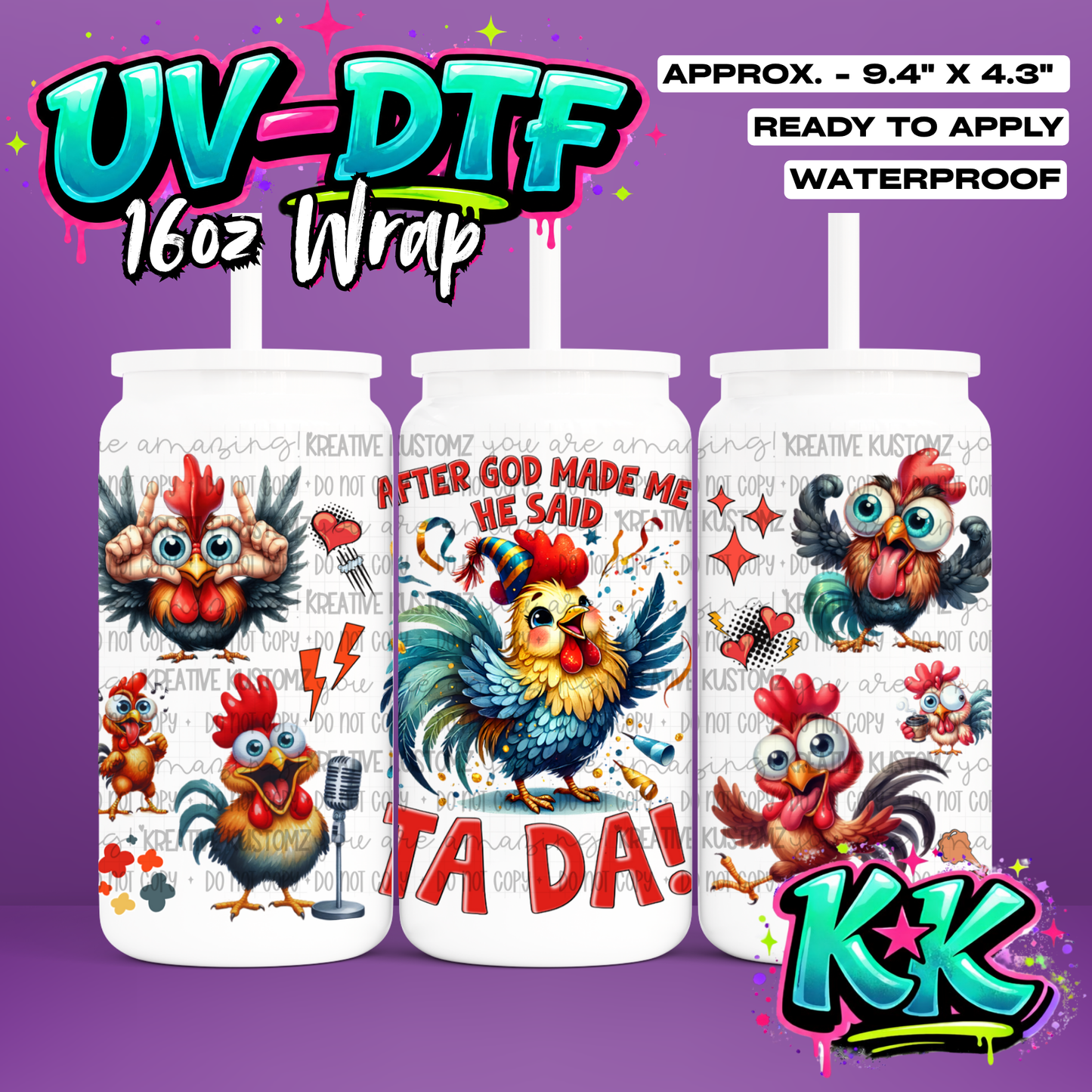 733 | UV DTF Cup Wrap for 16oz Libbey Glass