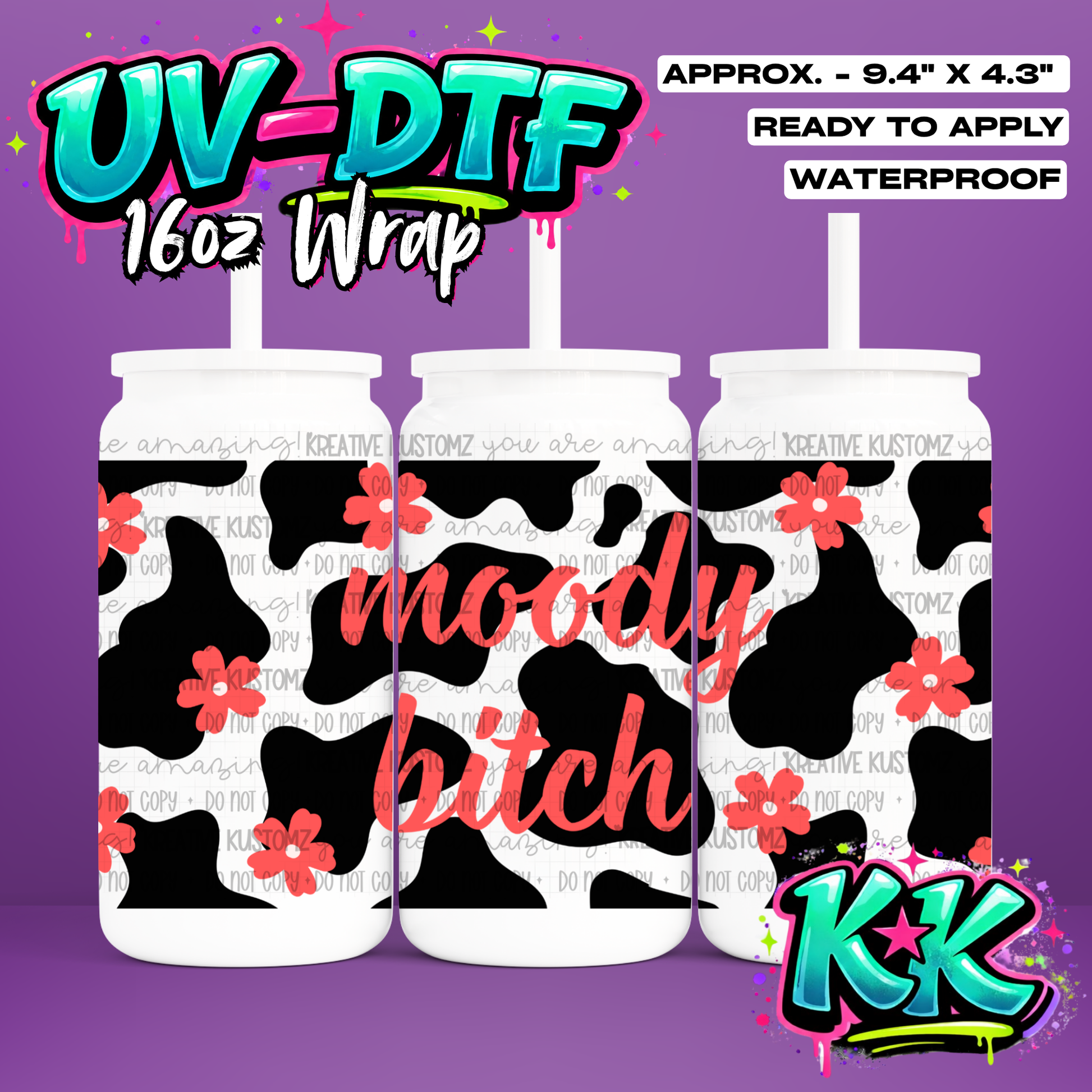 735 | UV DTF Cup Wrap for 16oz Libbey Glass