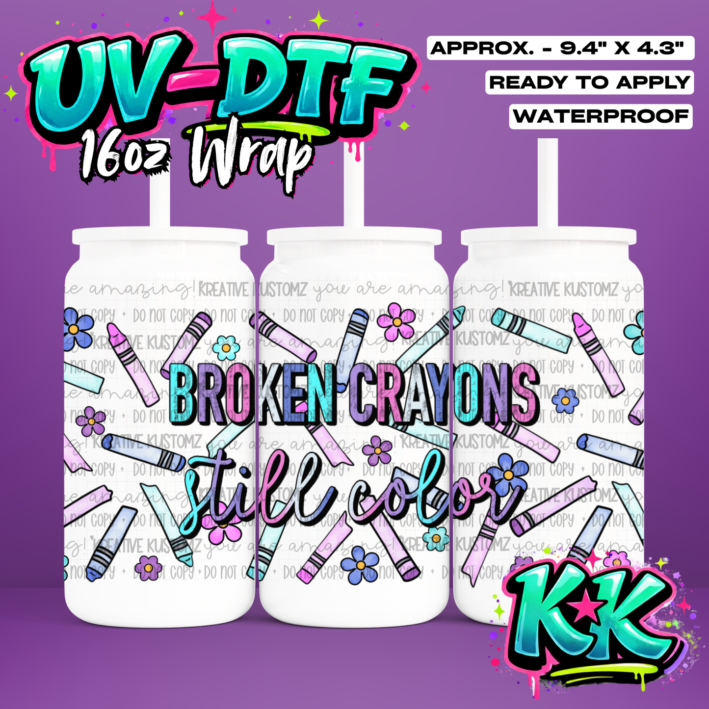 744 | UV DTF Cup Wrap for 16oz Libbey Glass
