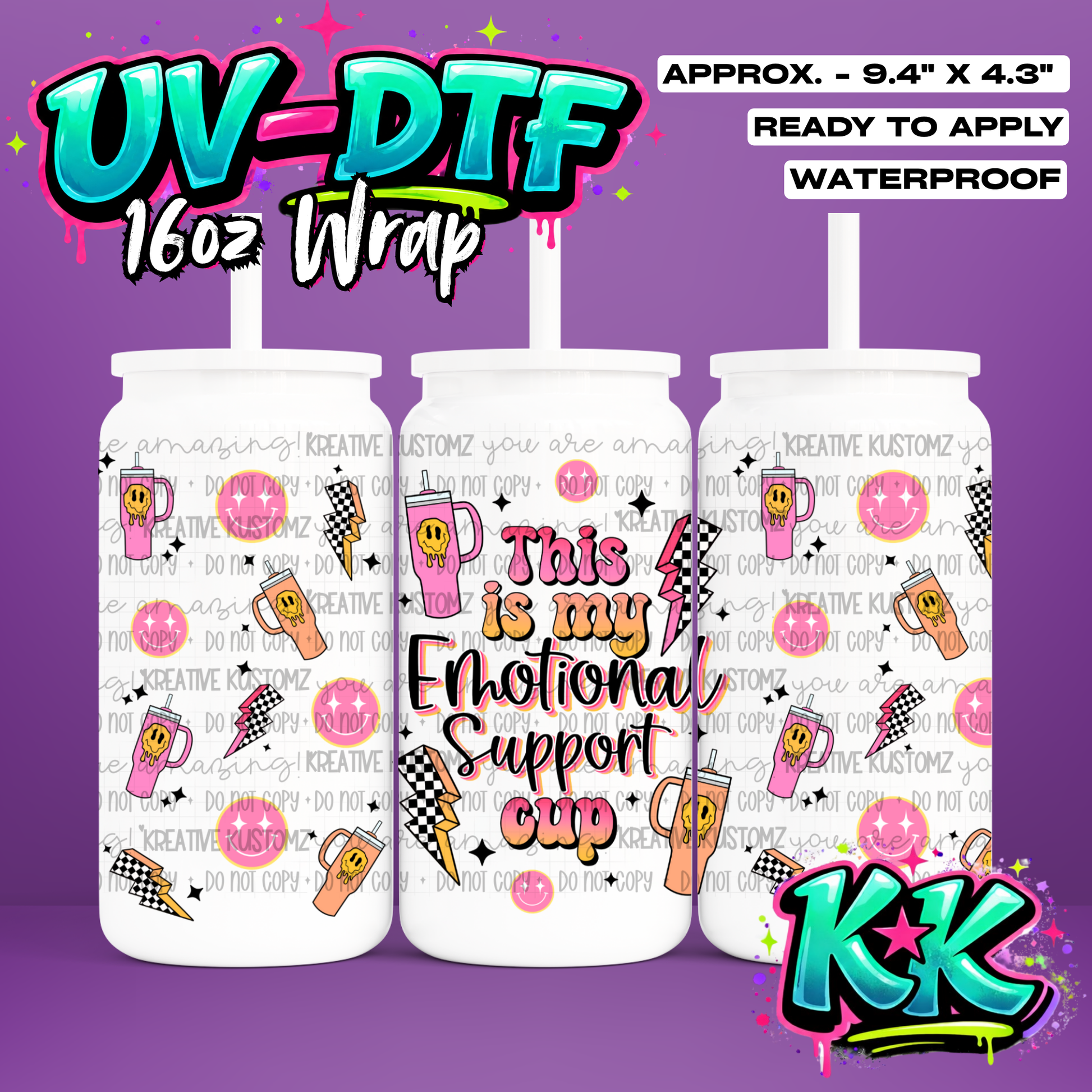 749 | UV DTF Cup Wrap for 16oz Libbey Glass