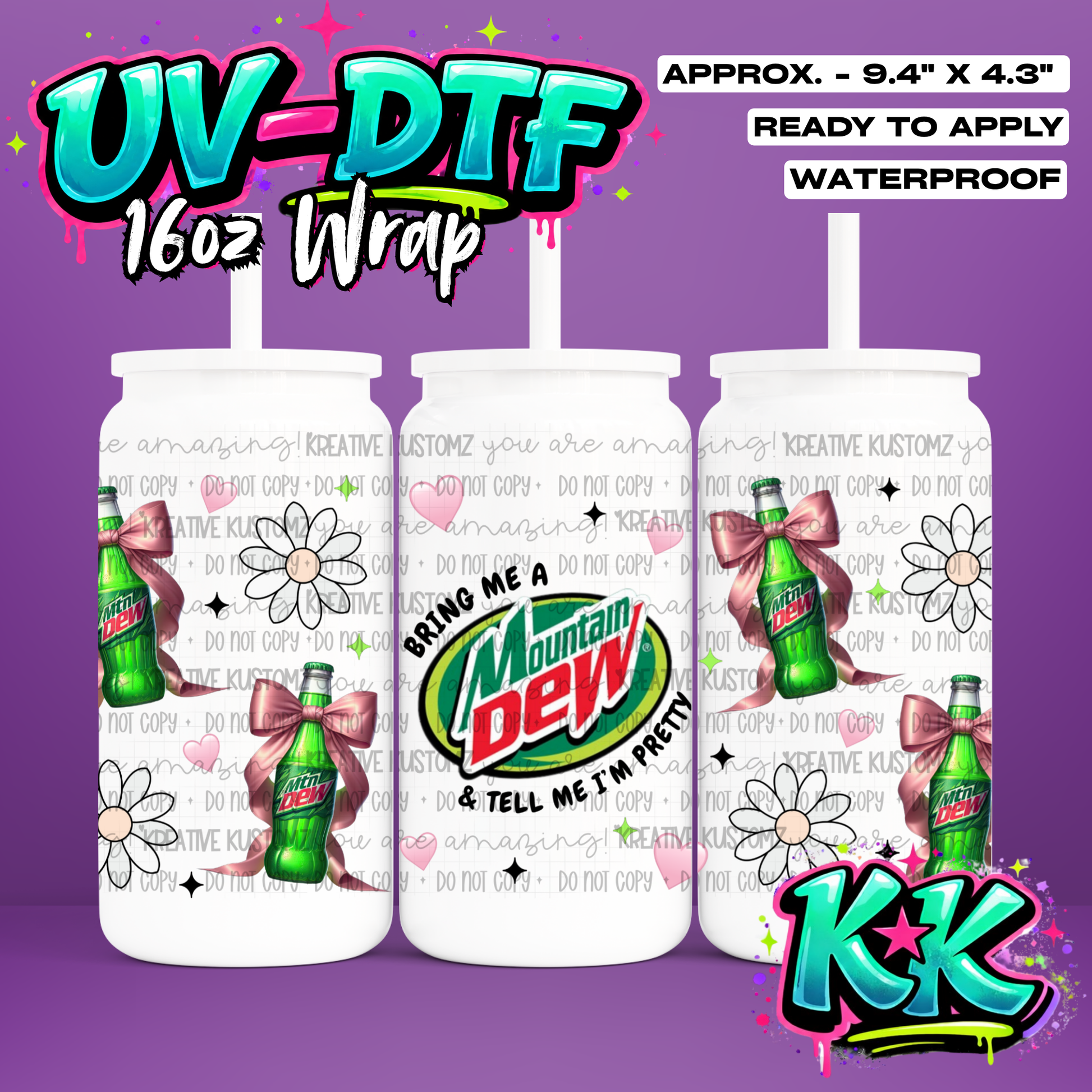 761 | UV DTF Cup Wrap for 16oz Libbey Glass