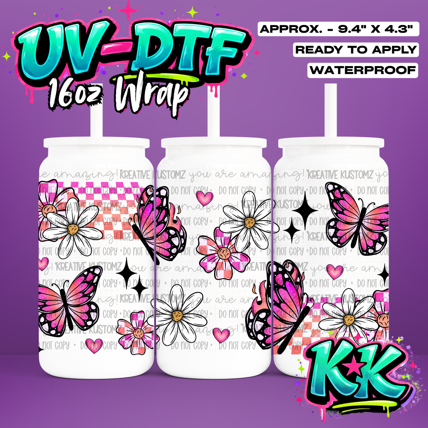 798 | UV DTF Cup Wrap for 16oz Libbey Glass