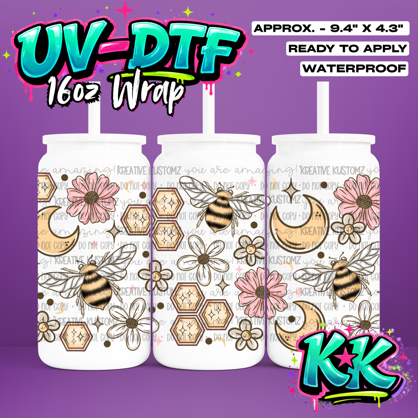 814 | UV DTF Cup Wrap for 16oz Libbey Glass