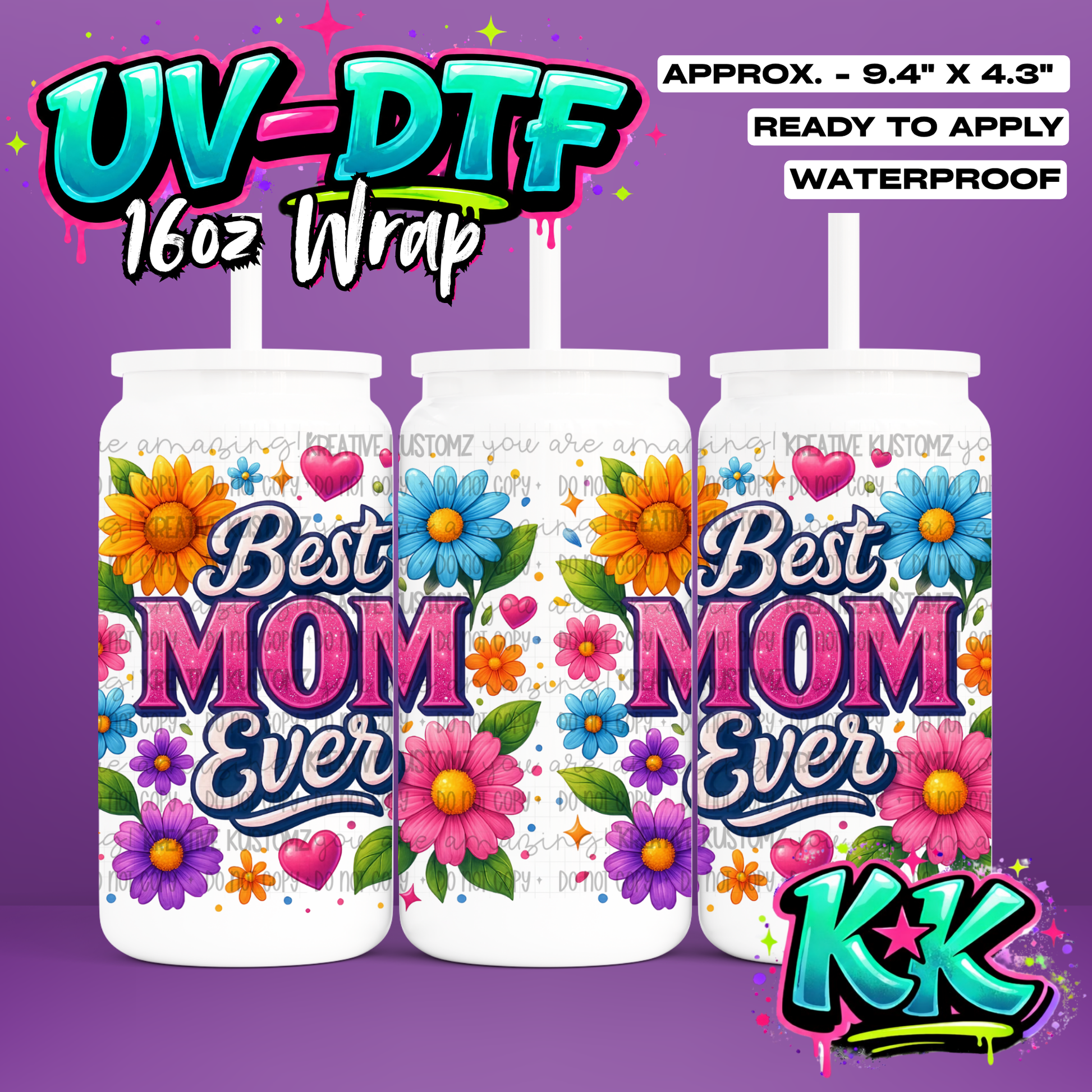 820 | UV DTF Cup Wrap for 16oz Libbey Glass