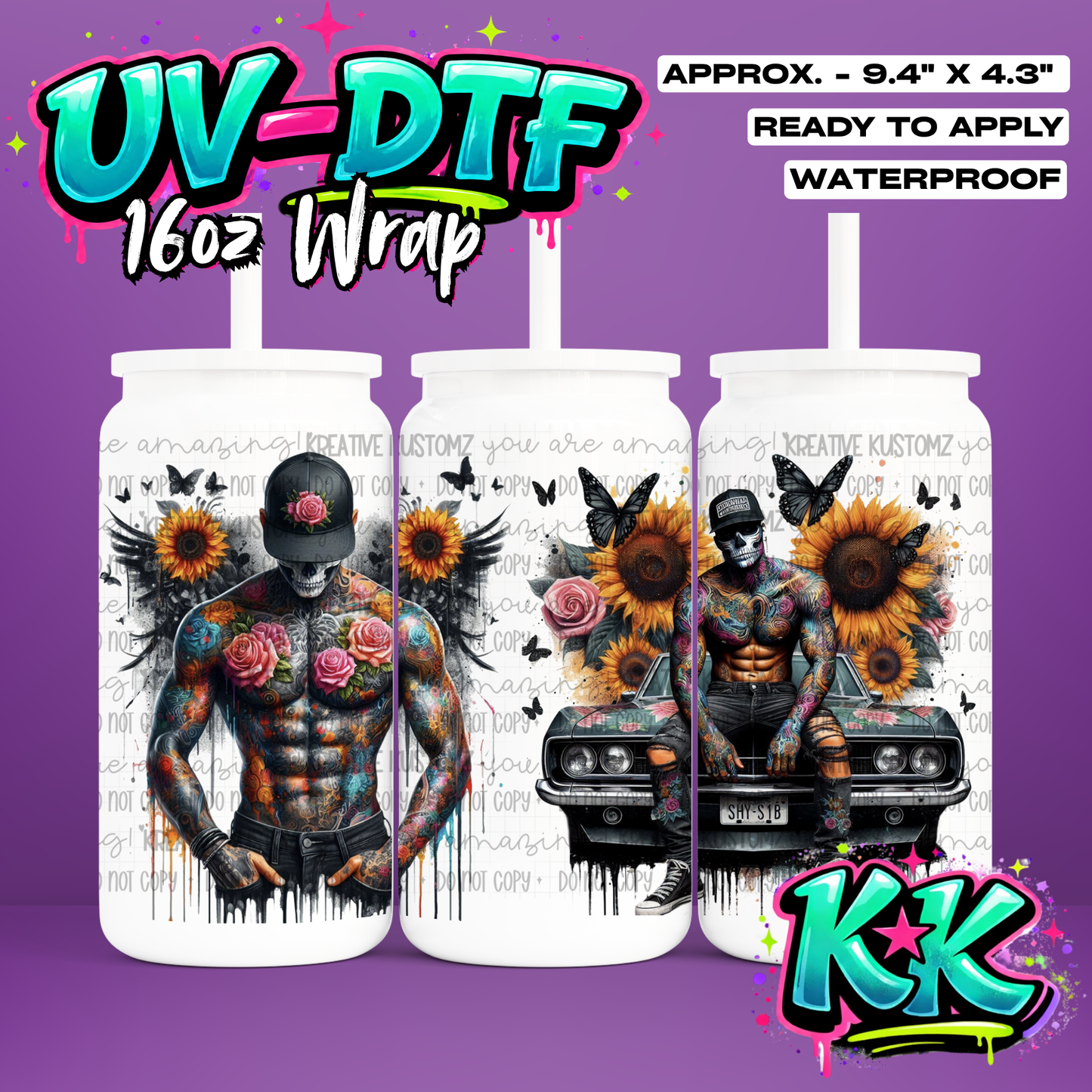 858 | UV DTF Cup Wrap for 16oz Libbey Glass