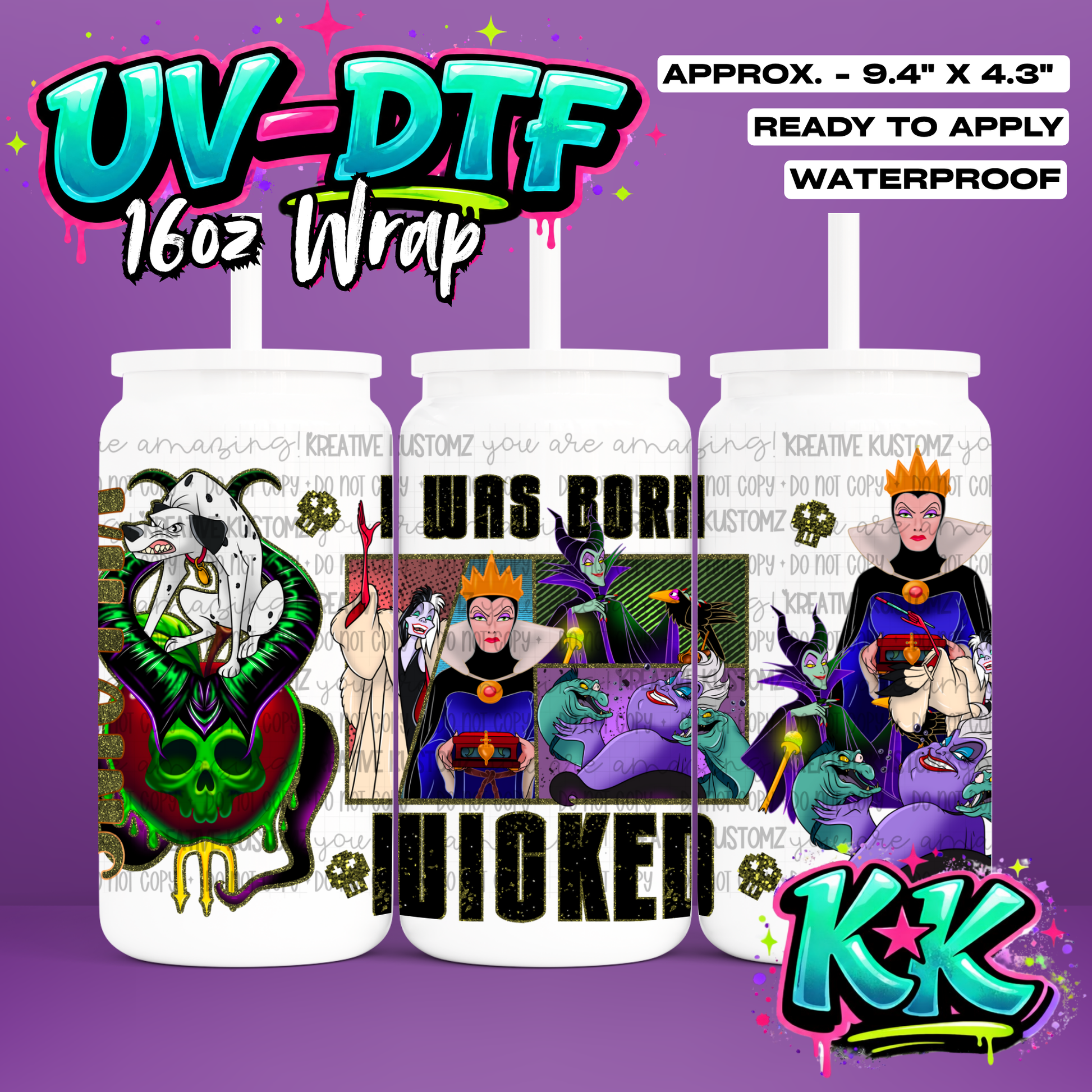 890 | UV DTF Cup Wrap for 16oz Libbey Glass
