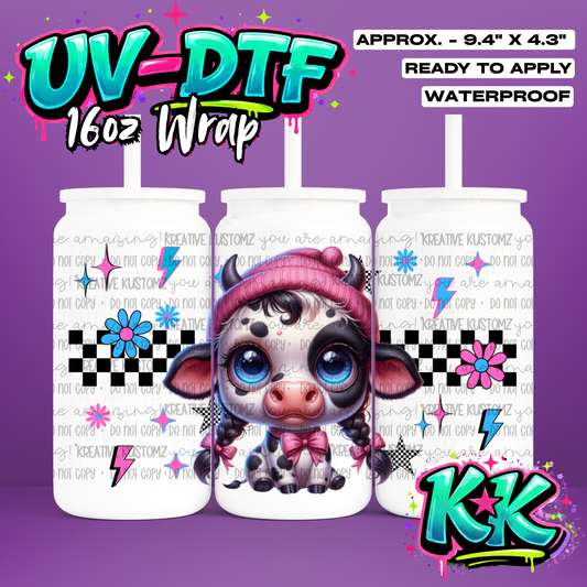 0917 | Animal Cow | UV DTF Cup Wrap for 16oz Libbey Glass