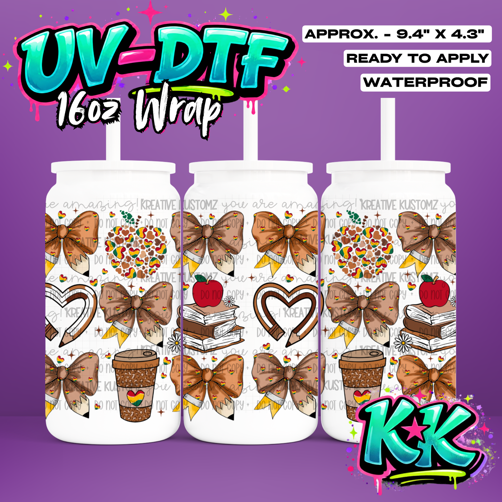 932 | UV DTF Cup Wrap for 16oz Libbey Glass