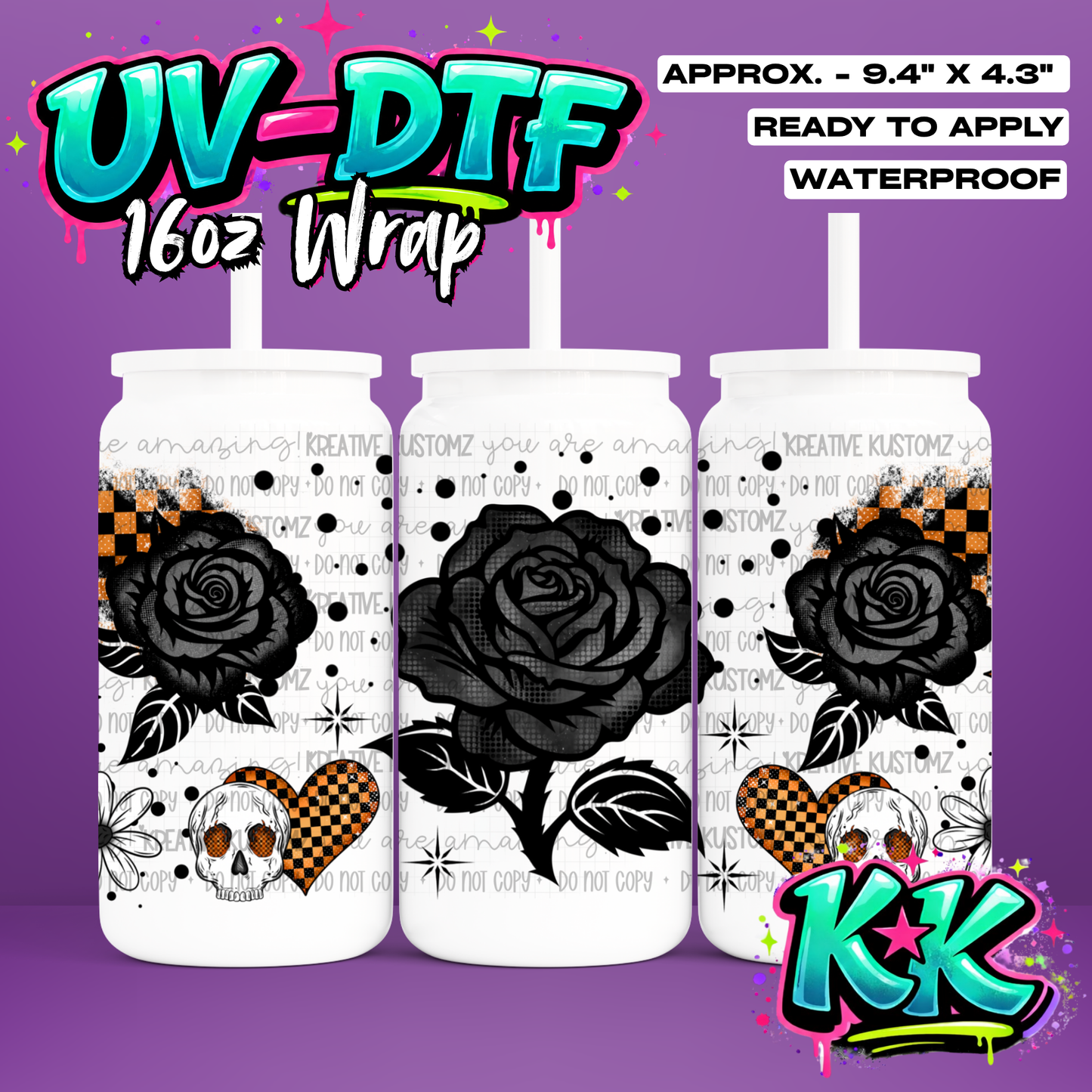 934 | UV DTF Cup Wrap for 16oz Libbey Glass