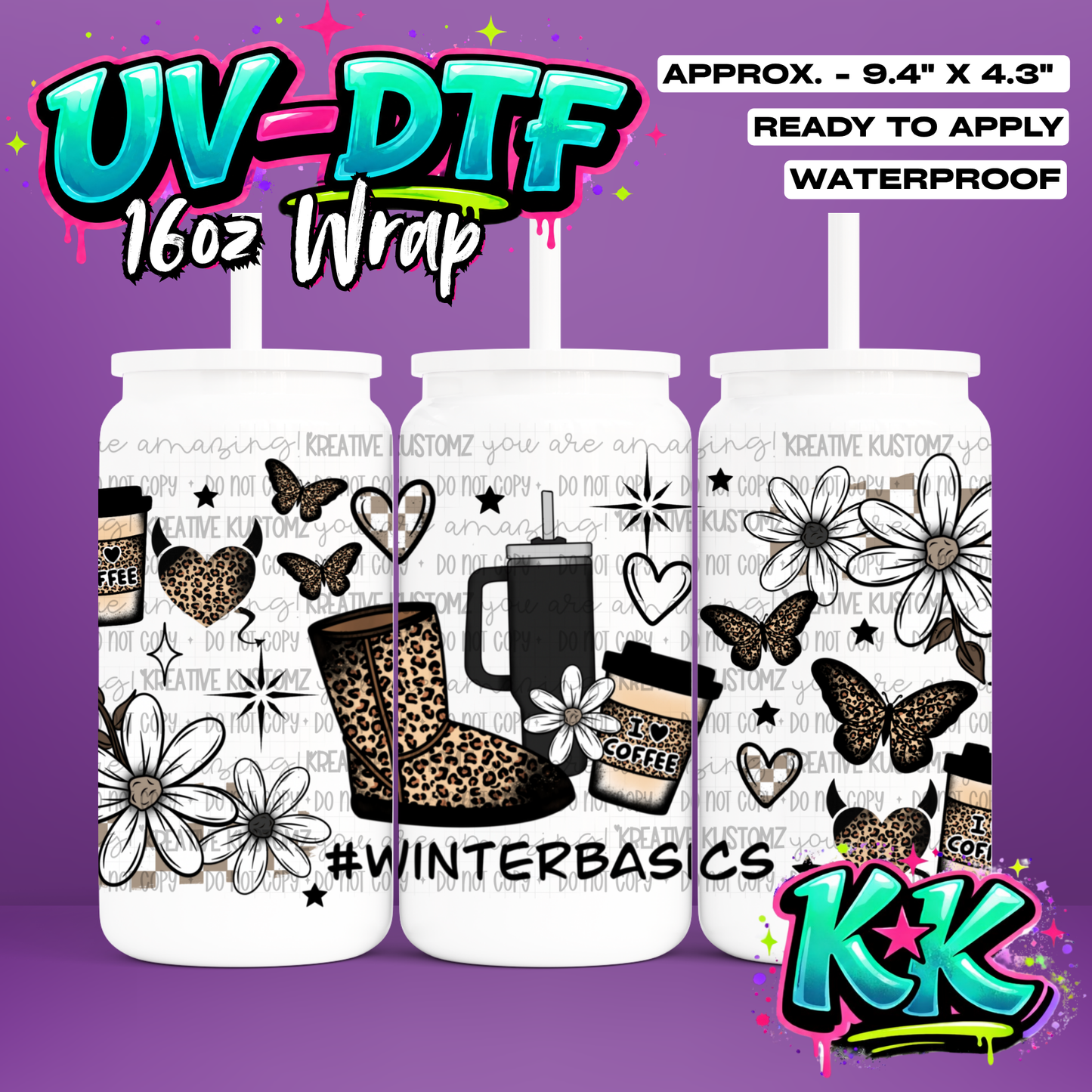 939 | UV DTF Cup Wrap for 16oz Libbey Glass
