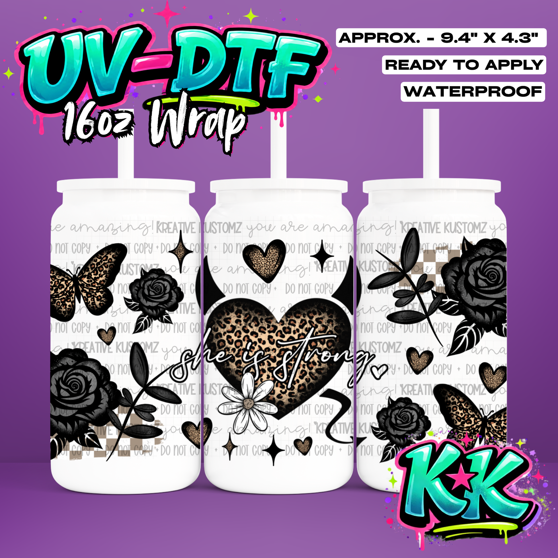 942 | UV DTF Cup Wrap for 16oz Libbey Glass