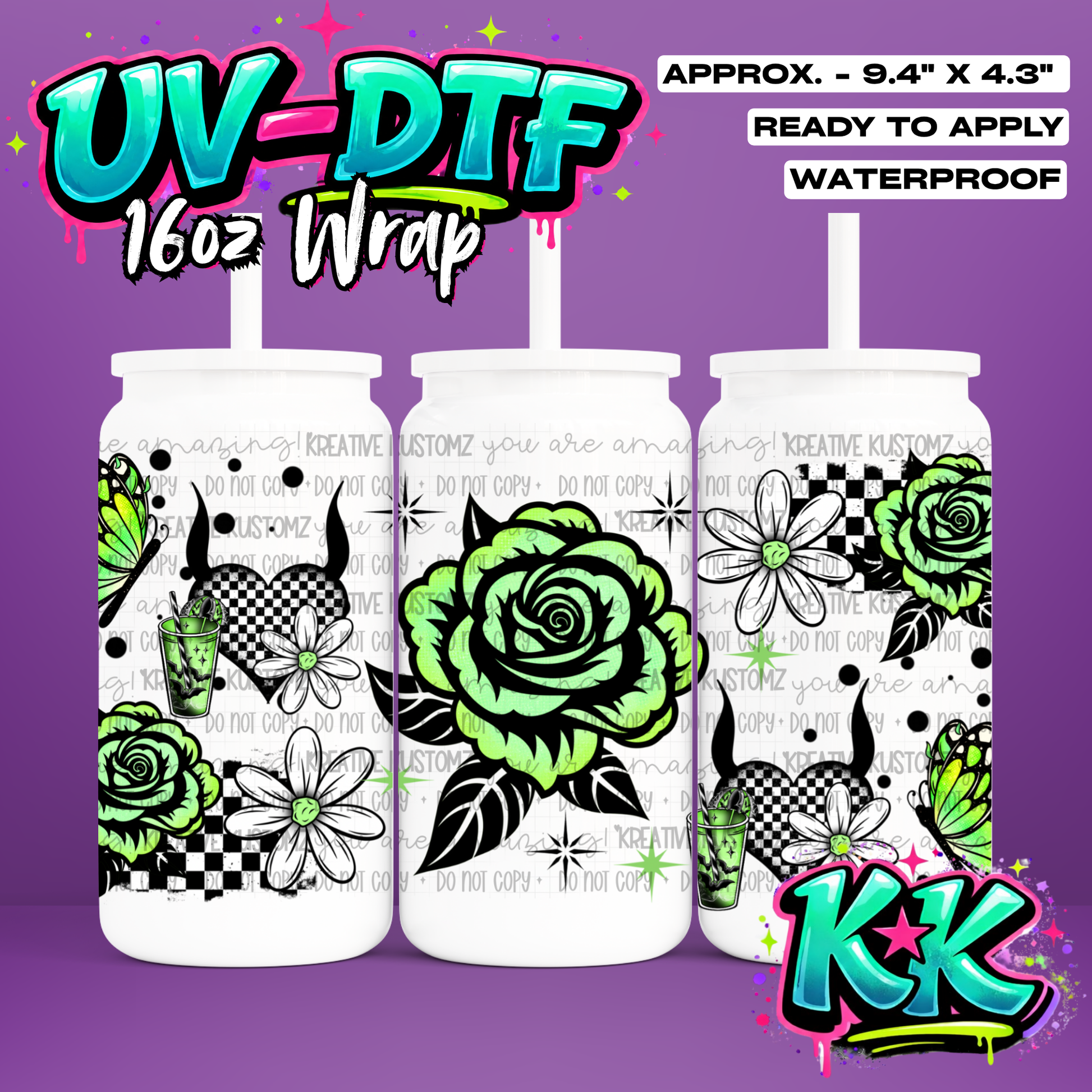 953 | UV DTF Cup Wrap for 16oz Libbey Glass