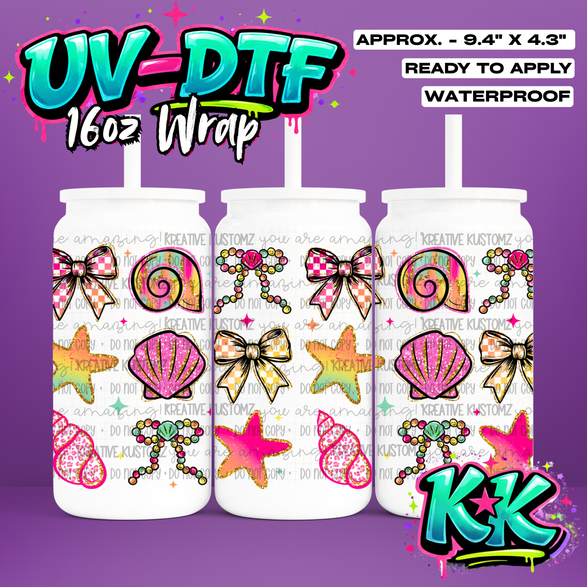 954 | UV DTF Cup Wrap for 16oz Libbey Glass