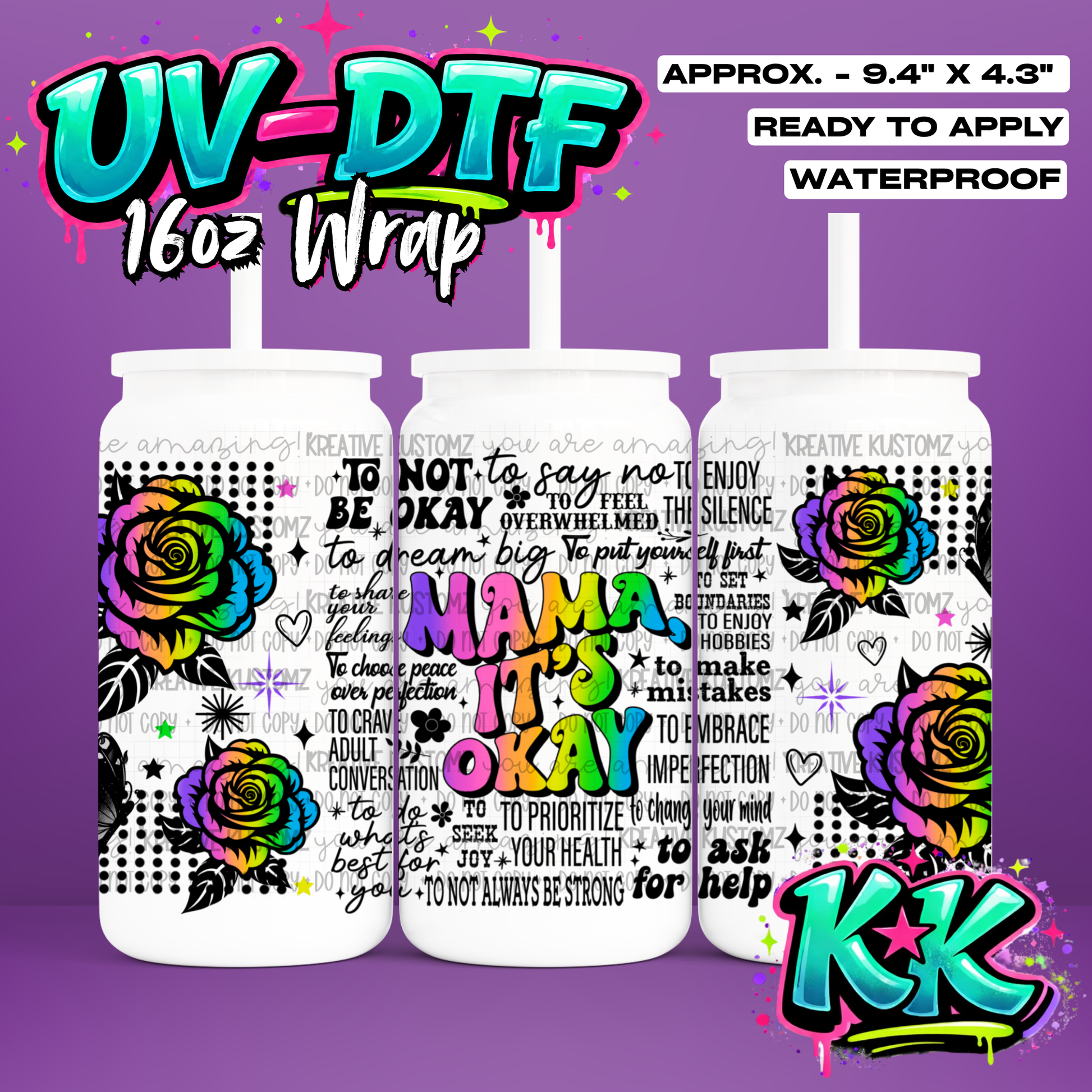 955 | UV DTF Cup Wrap for 16oz Libbey Glass