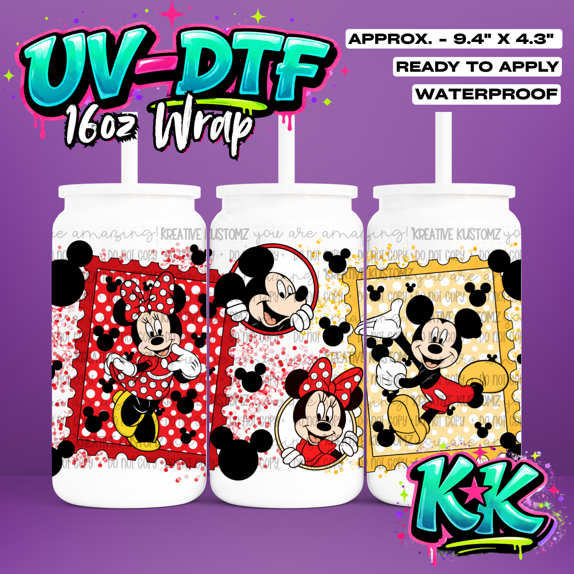 958 | UV DTF Cup Wrap for 16oz Libbey Glass