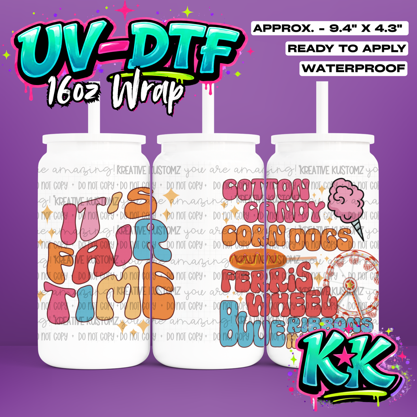 965 | UV DTF Cup Wrap for 16oz Libbey Glass