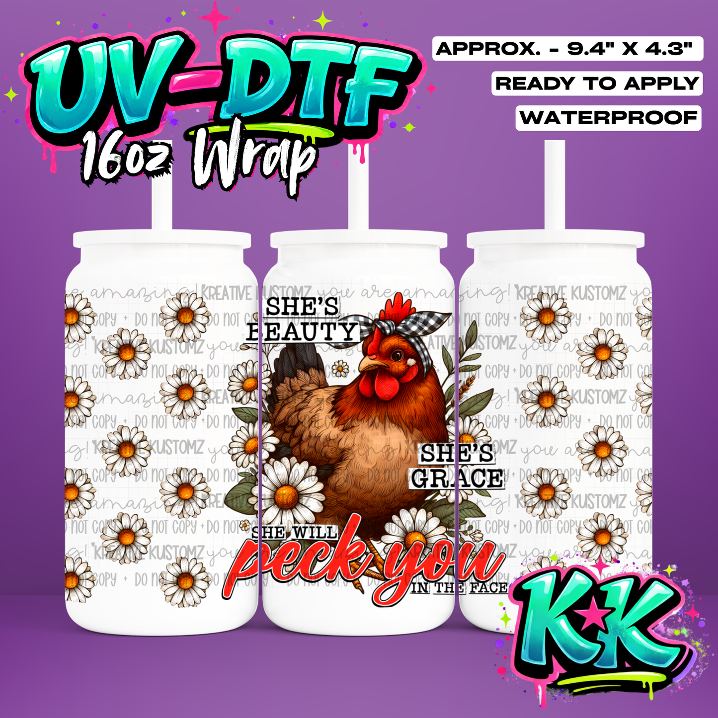 969 | UV DTF Cup Wrap for 16oz Libbey Glass