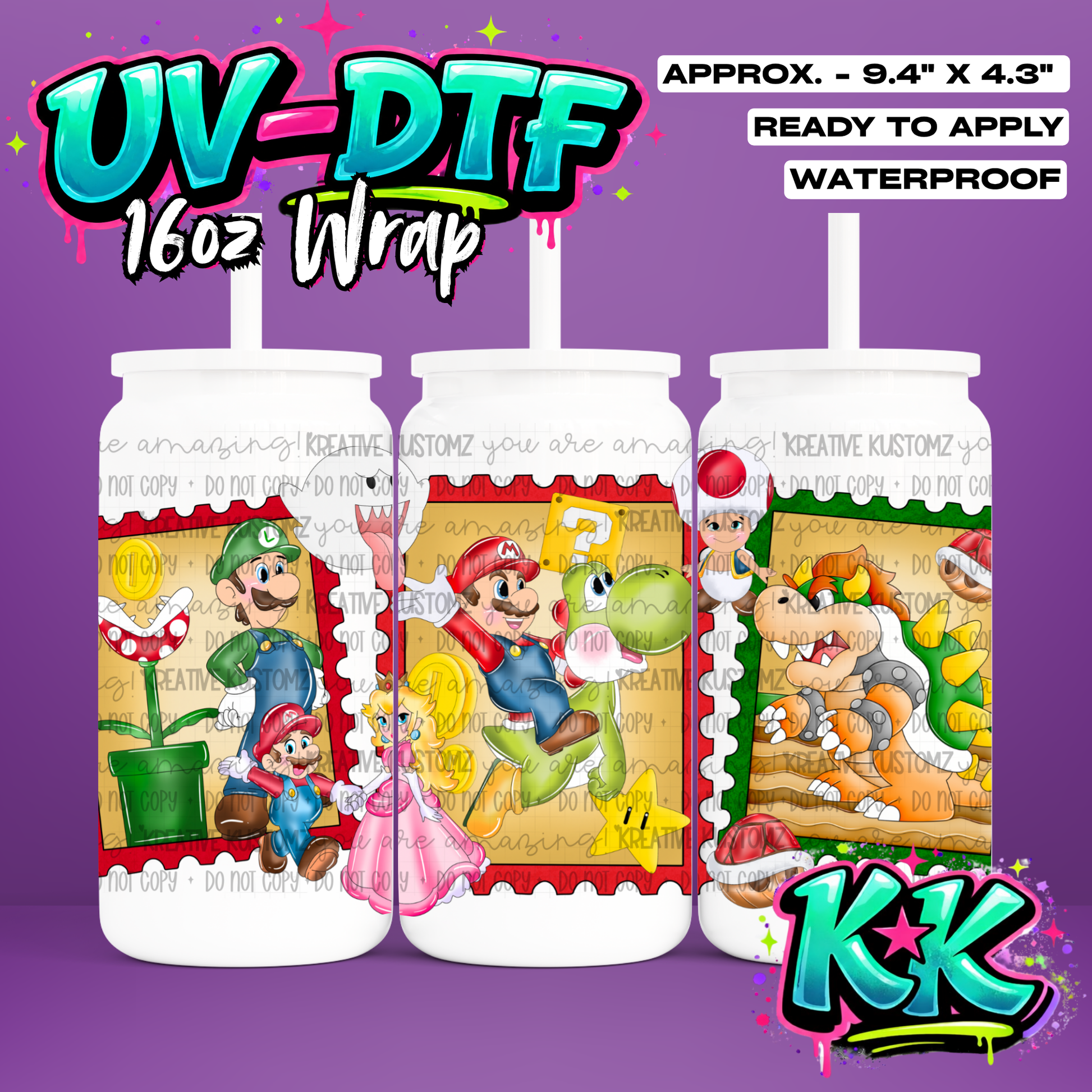 984 | UV DTF Cup Wrap for 16oz Libbey Glass