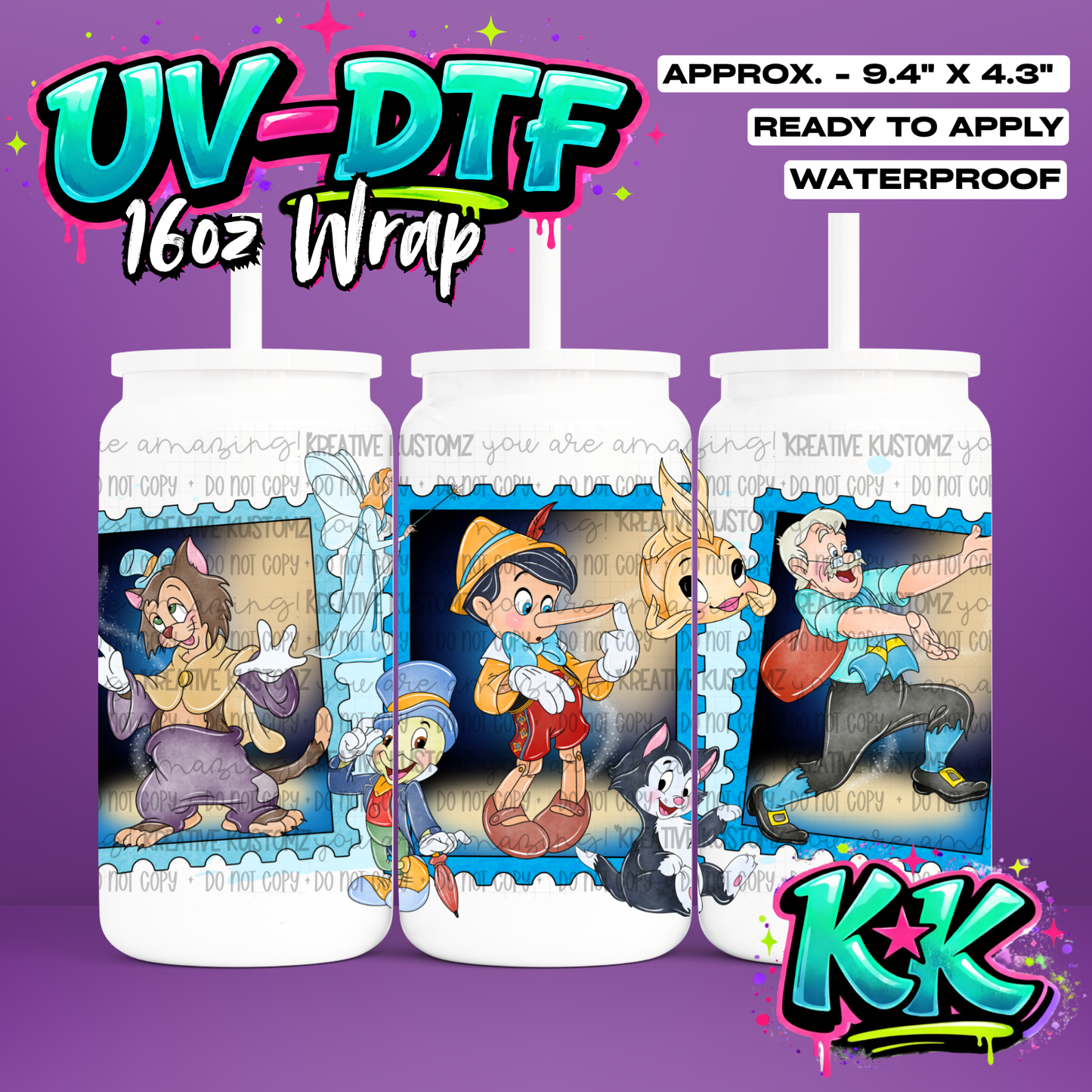 985 | UV DTF Cup Wrap for 16oz Libbey Glass
