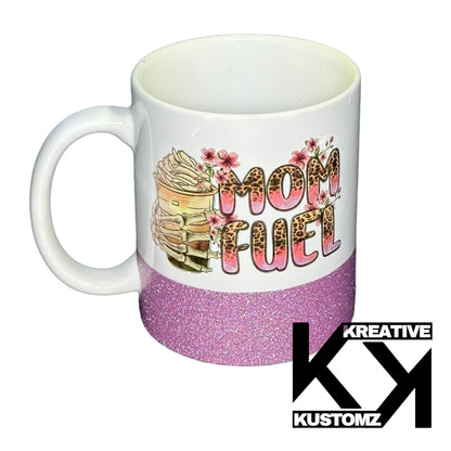 Mom Fuel 11oz Mug - Pink Glitter