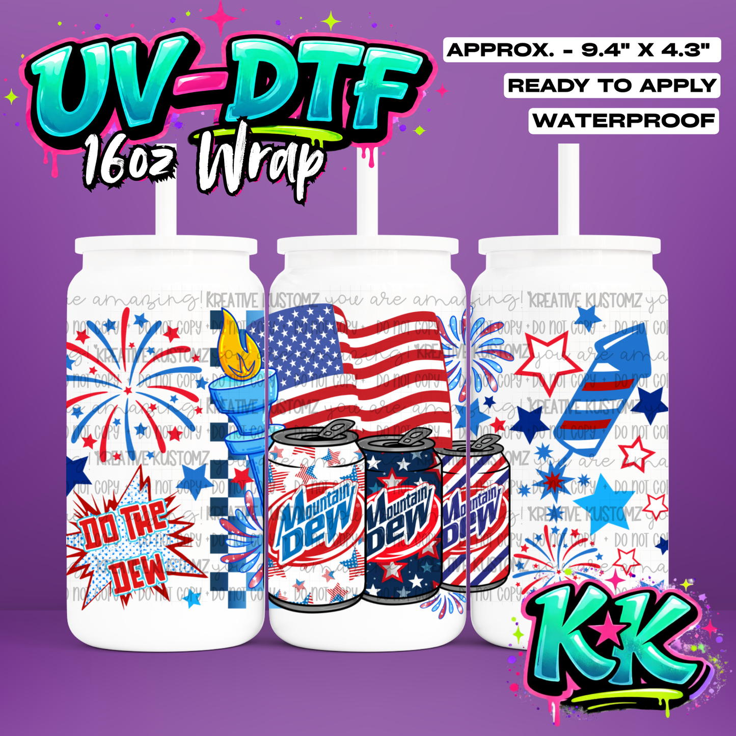 1012 | UV DTF Cup Wrap for 16oz Libbey Glass