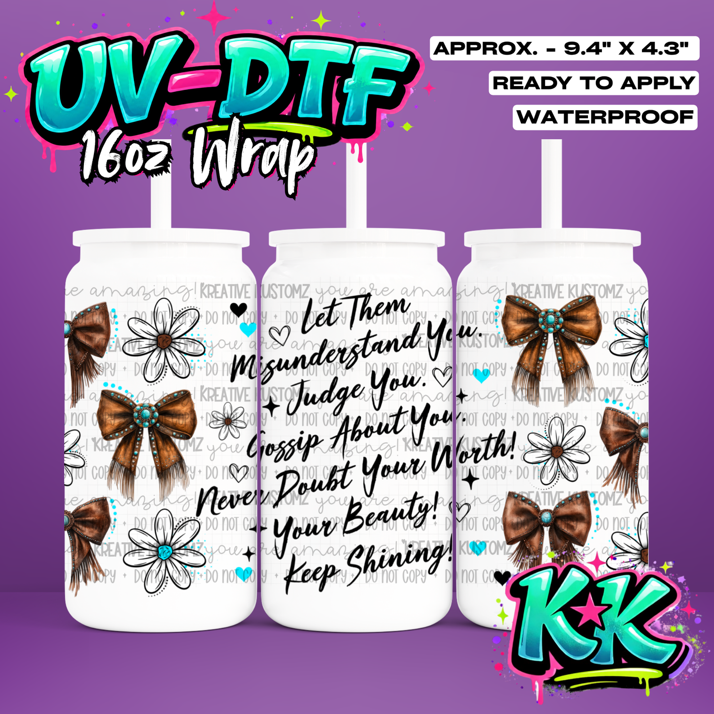 1027 | UV DTF Cup Wrap for 16oz Libbey Glass