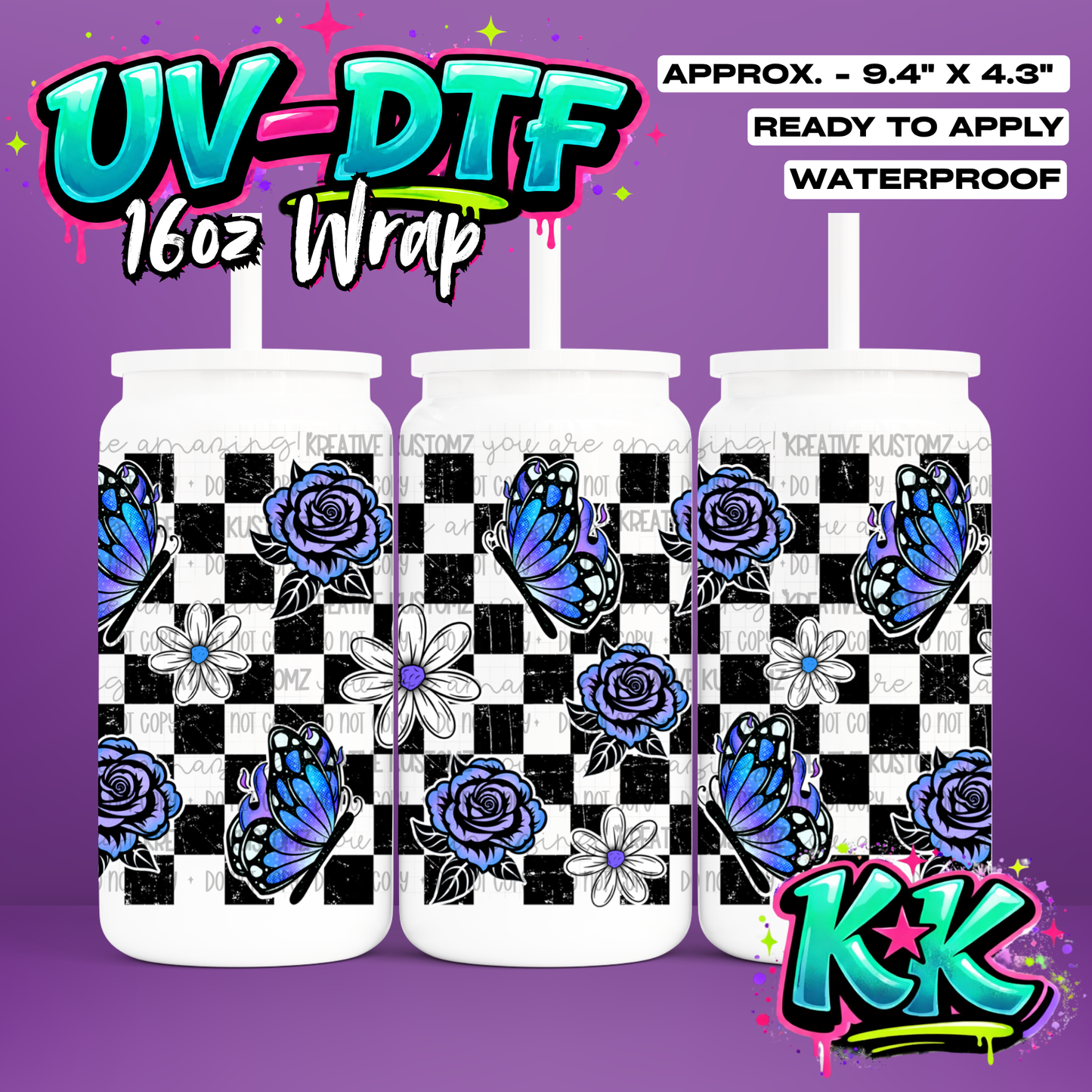 1042 | UV DTF Cup Wrap for 16oz Libbey Glass