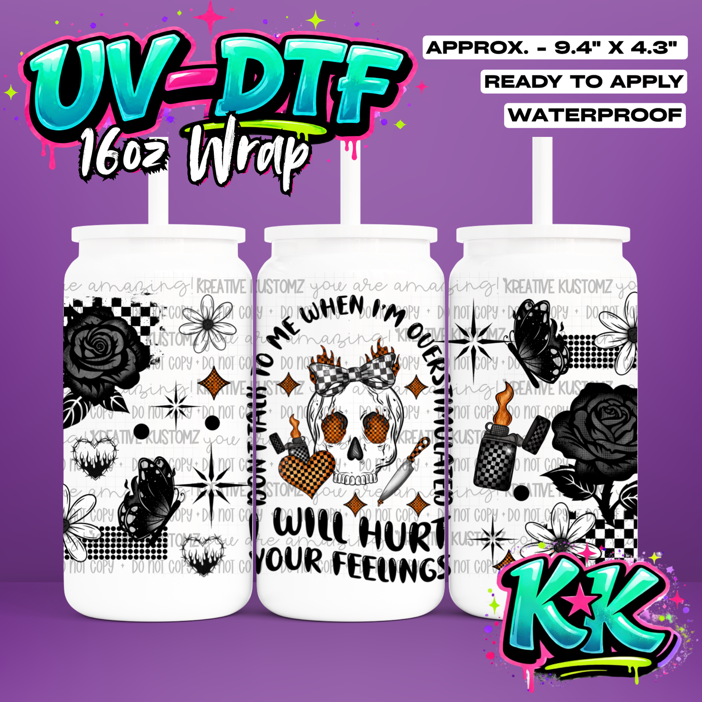 1045 | UV DTF Cup Wrap for 16oz Libbey Glass