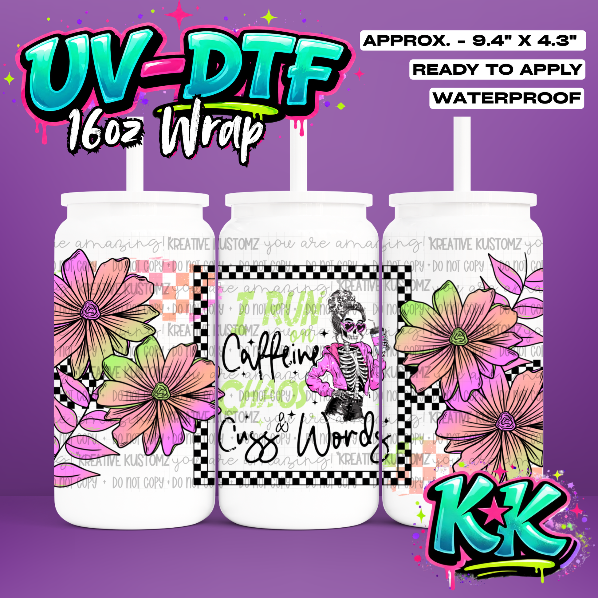 1047 | UV DTF Cup Wrap for 16oz Libbey Glass