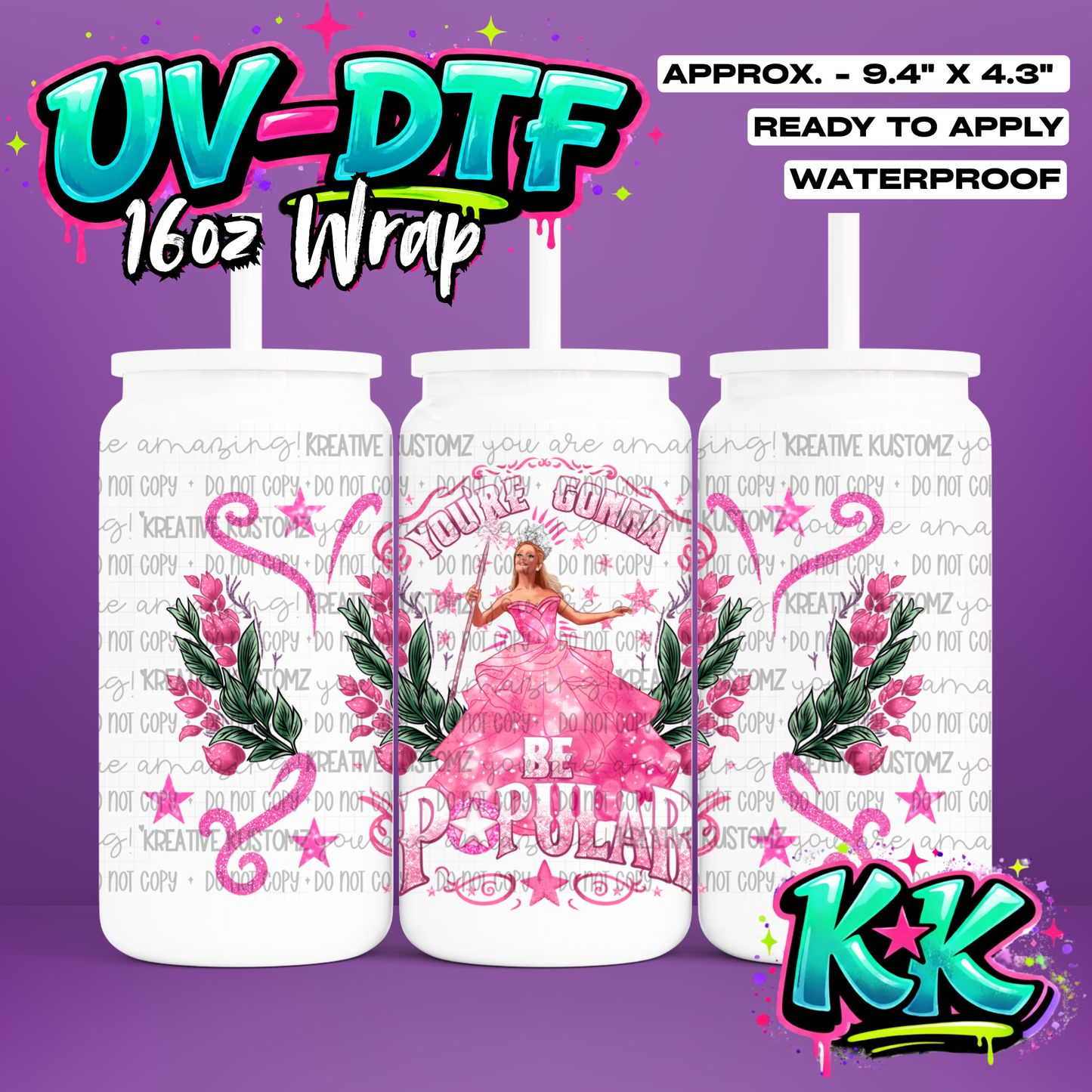 1054 | UV DTF Cup Wrap for 16oz Libbey Glass