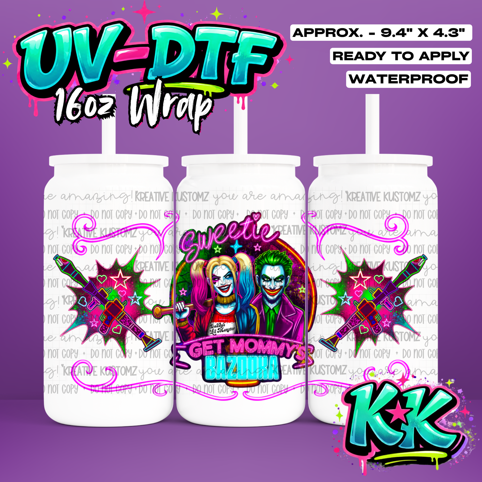 1077 | UV DTF Cup Wrap for 16oz Libbey Glass