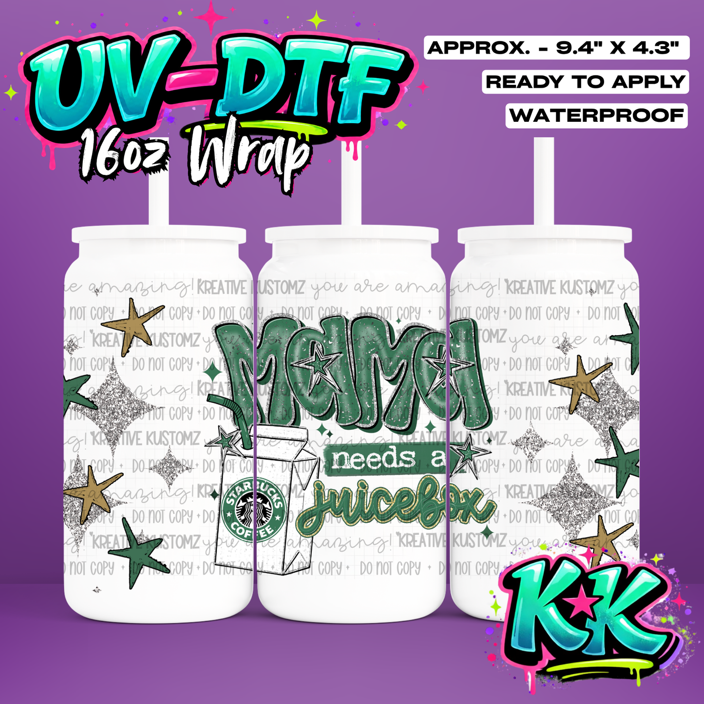 1086 | UV DTF Cup Wrap for 16oz Libbey Glass