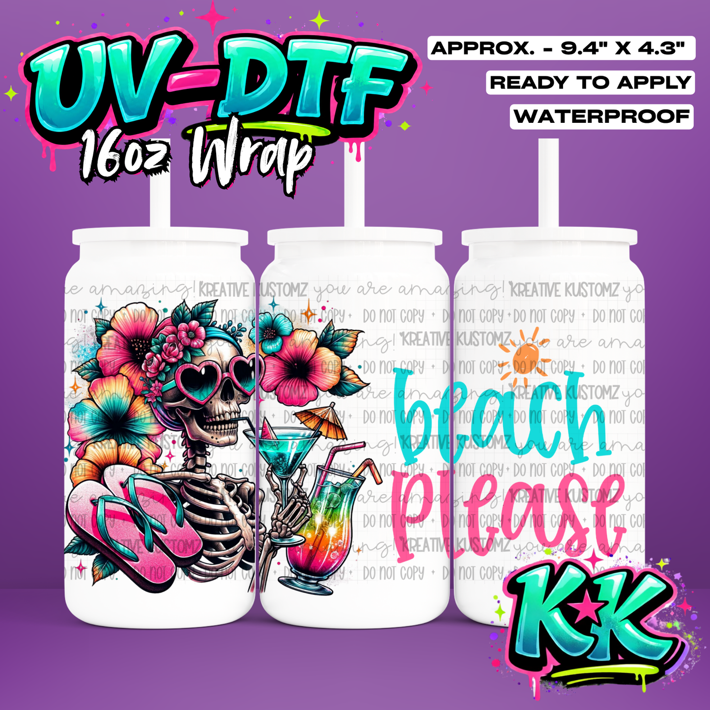 1115 | UV DTF Cup Wrap for 16oz Libbey Glass